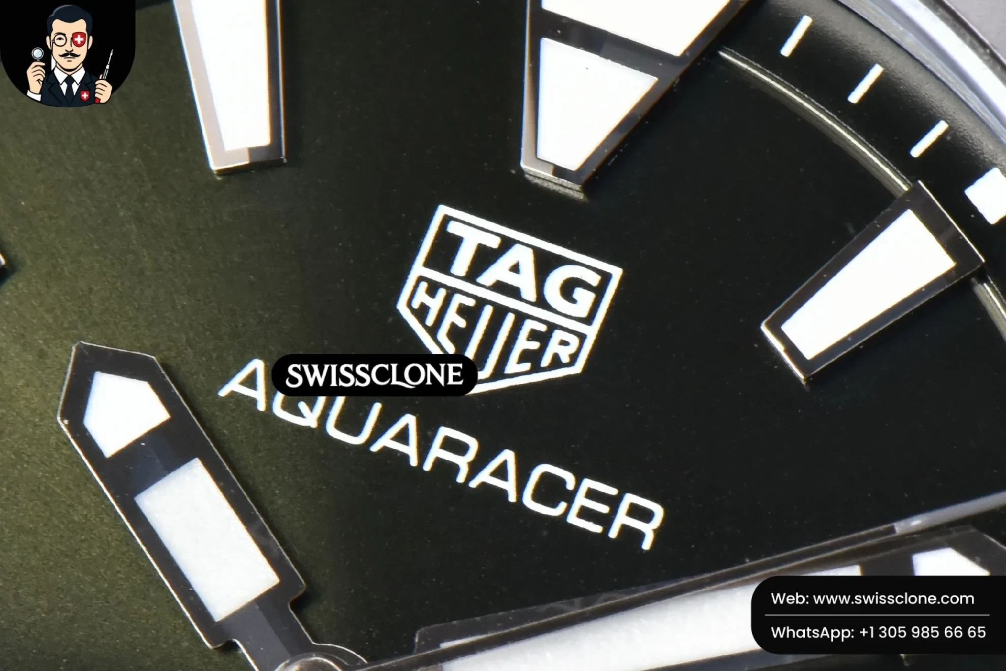 Omega Tag Heuer Aquaracer 300M 41mm OF Black Dial Green Nylon SW200 1:1 Super Clone - Lateral Case Thickness Profile