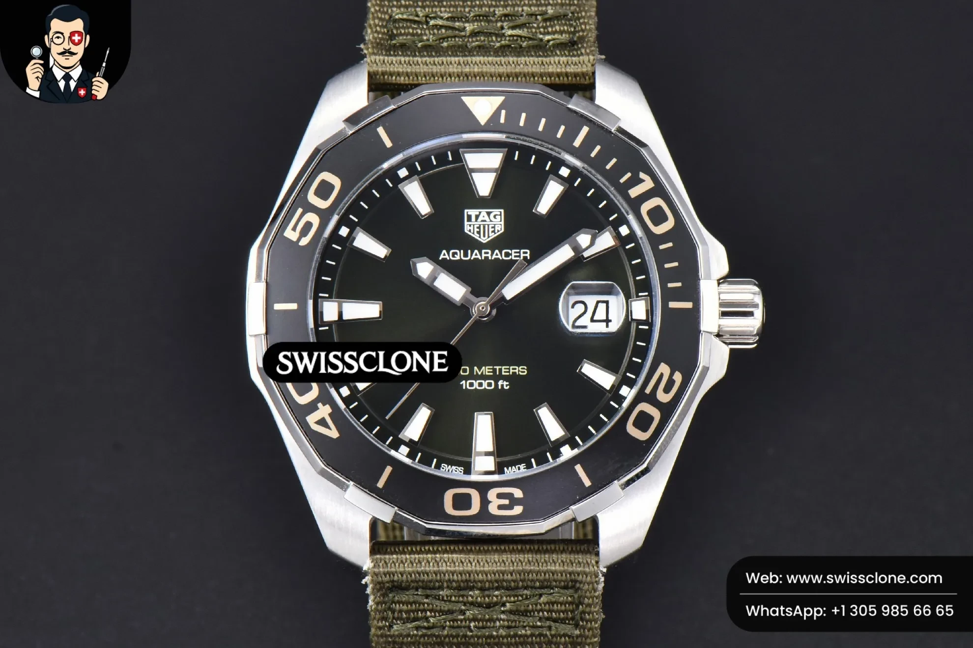 Tag Heuer Aquaracer 300M 41mm OF Black Dial Green Nylon SW200