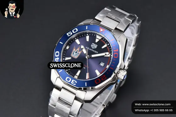 Omega Tag Heuer Aquaracer 300M 41mm OF Blue/Red Bezel Purple Dial SW200 1:1 Super Clone - Clasp & Bracelet Finishing