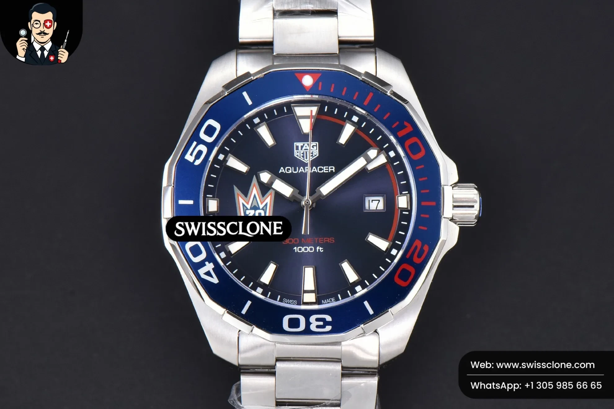 Tag Heuer Aquaracer 300M 41mm OF Blue/Red Bezel Purple Dial SW200