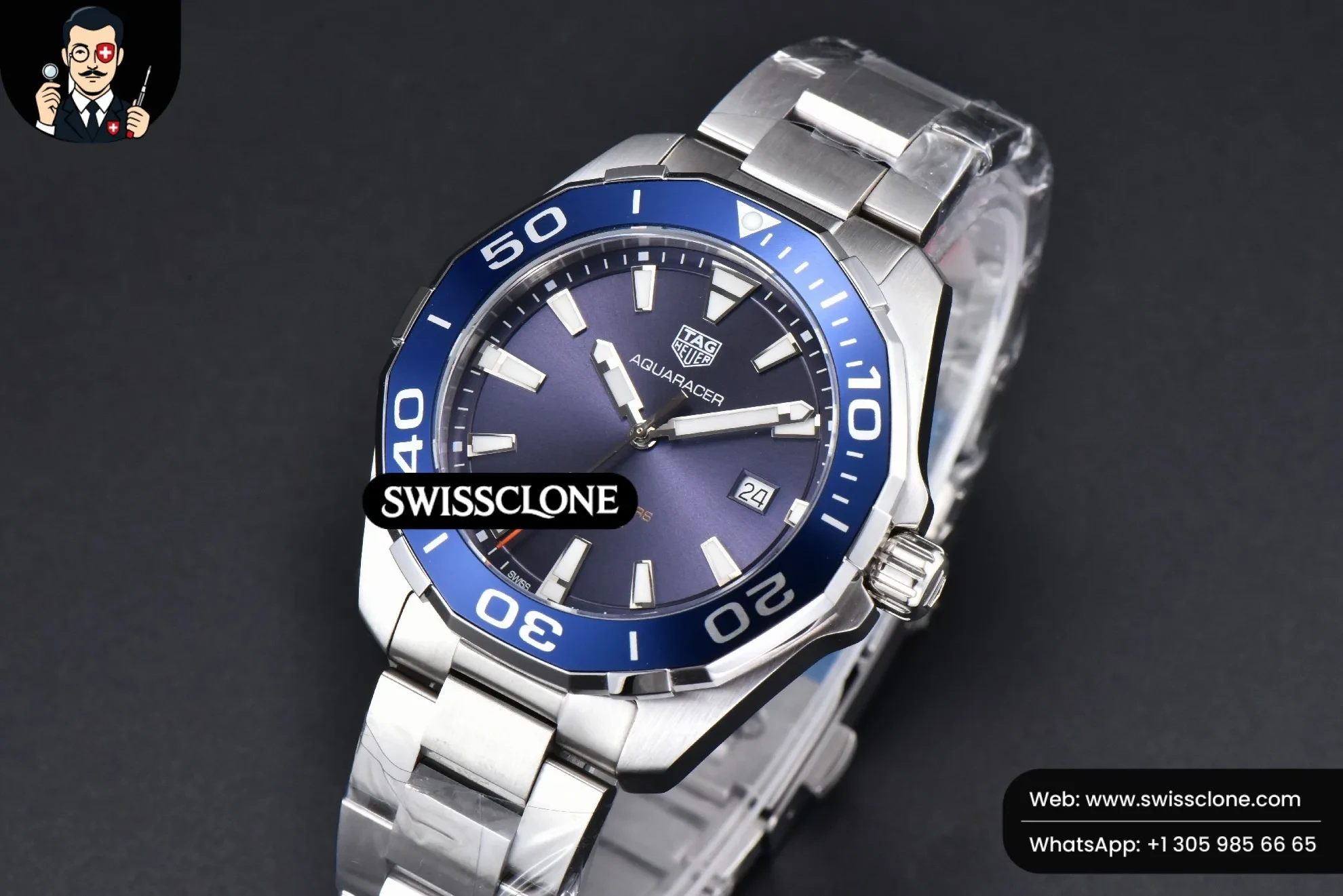 Omega Tag Heuer Aquaracer 300M 41mm OF Purple Dial SW200 1:1 Super Clone - Clasp & Bracelet Finishing