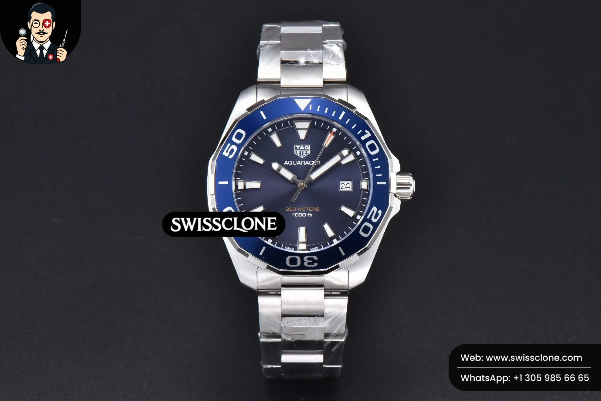 Omega Tag Heuer Aquaracer 300M 41mm OF Purple Dial SW200 1:1 Super Clone - Dial Macro Close-Up