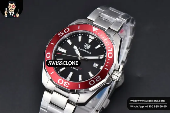 Omega Tag Heuer Aquaracer 300M 41mm OF Red Bezel Black Dial SW200 1:1 Super Clone - Clasp & Bracelet Finishing