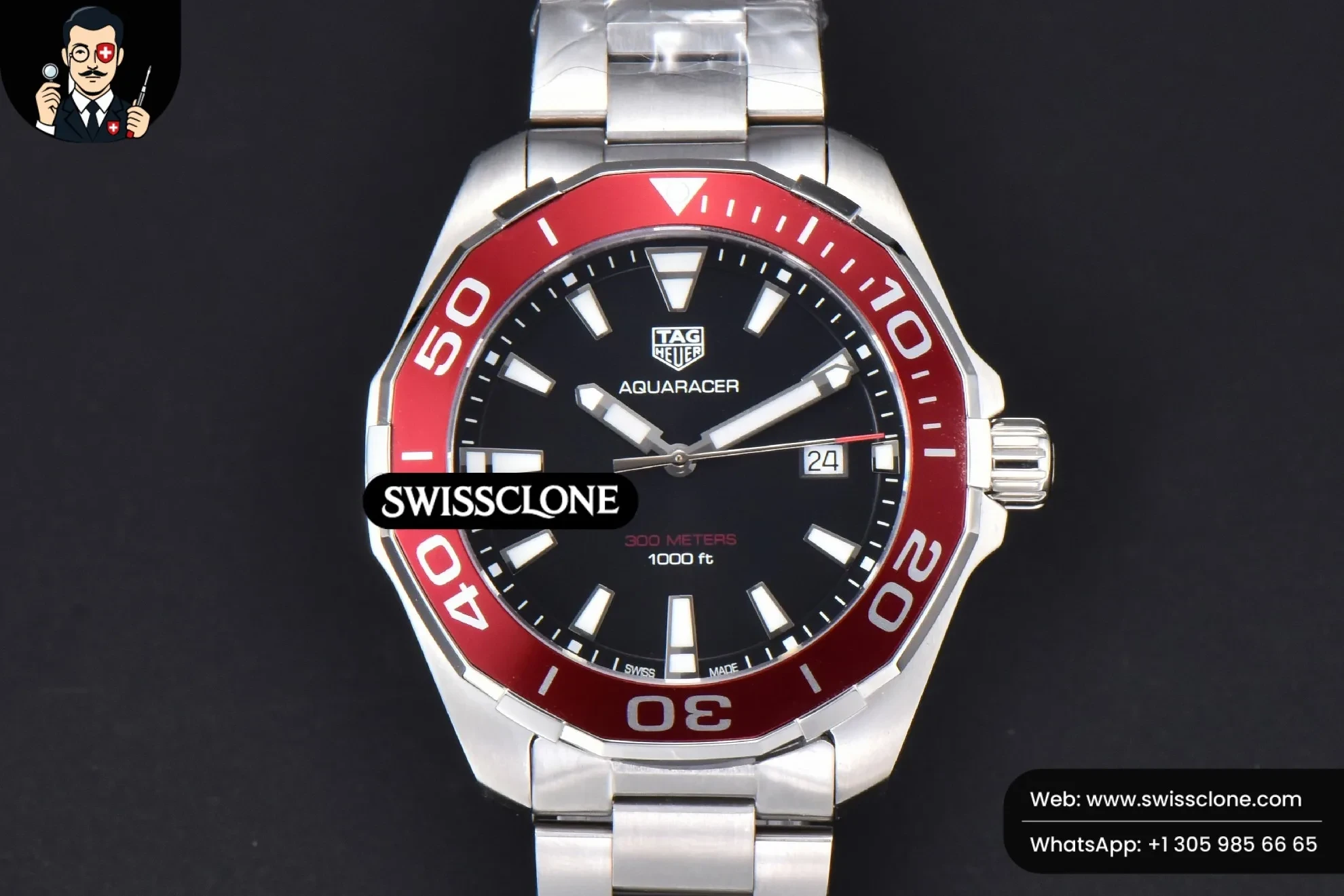 Tag Heuer Aquaracer 300M 41mm OF Red Bezel Black Dial SW200