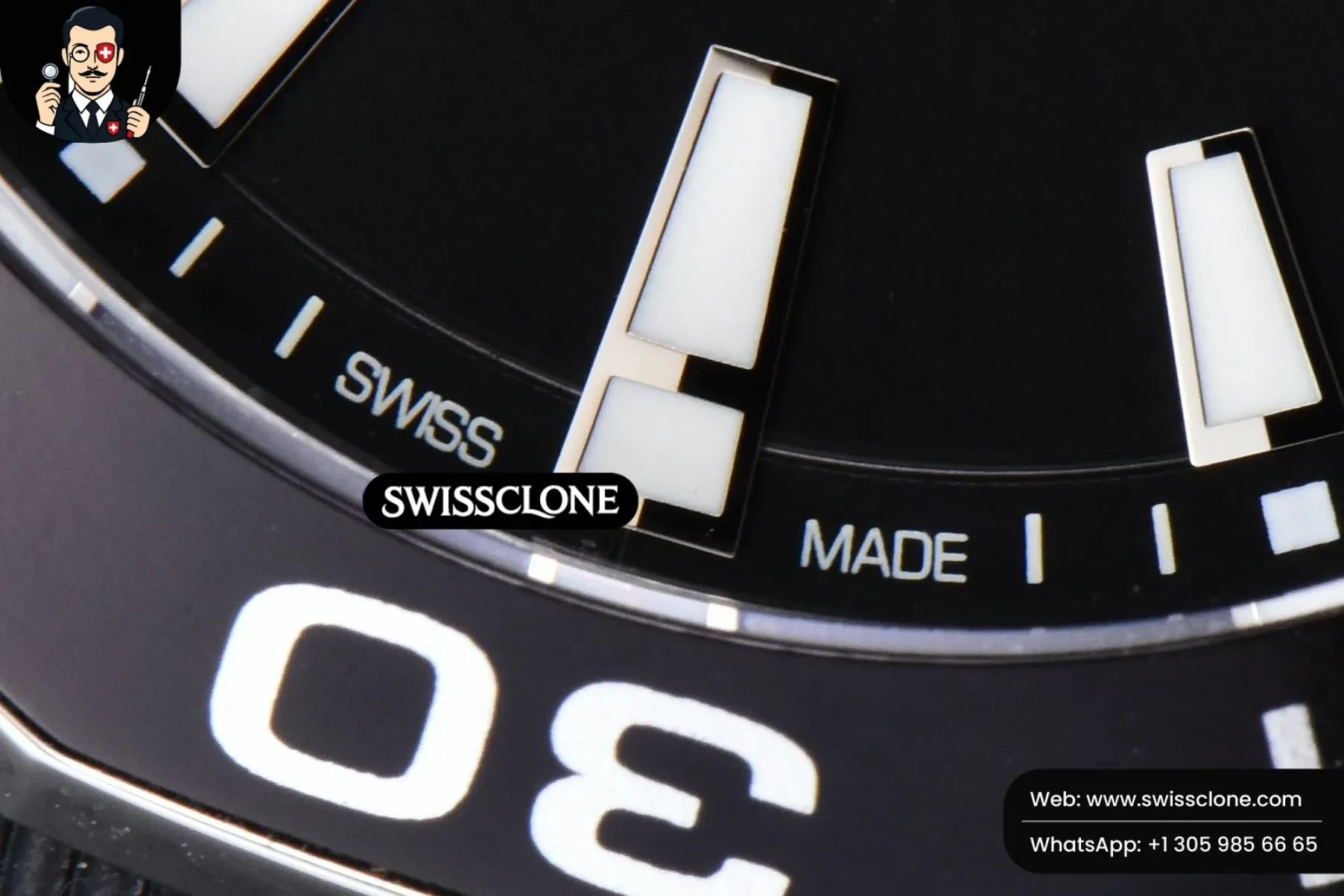 Omega Tag Heuer Aquaracer 300M OF 43mm Black Dial Rubber Quartz 1:1 Super Clone - Lateral Case Thickness Profile