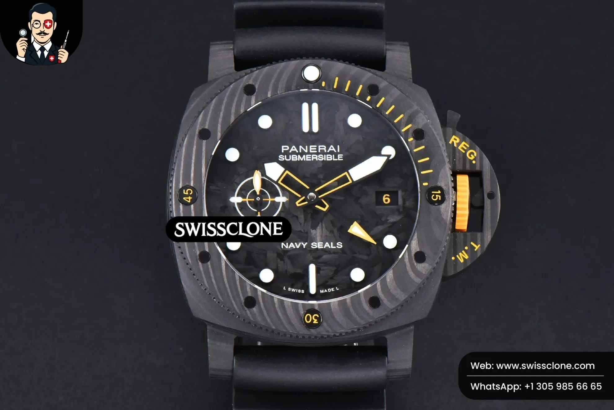 Panerai PAM 1324 Submersible GMT Carbotech 44mm Black Dial Rubber P900 - Image 2