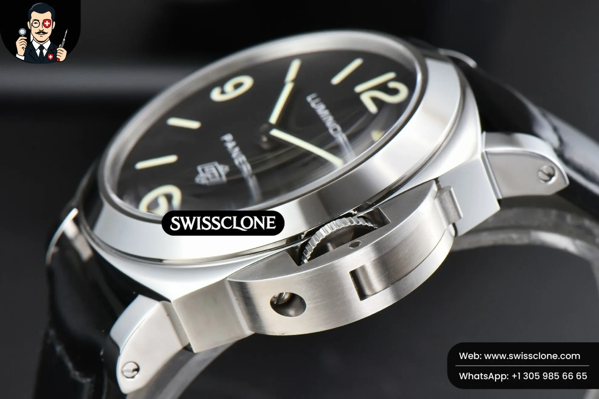 Panerai PAM000 44mm HWF Black Dial Black Leather 1:1 Super Clone - On-Wrist Presence View