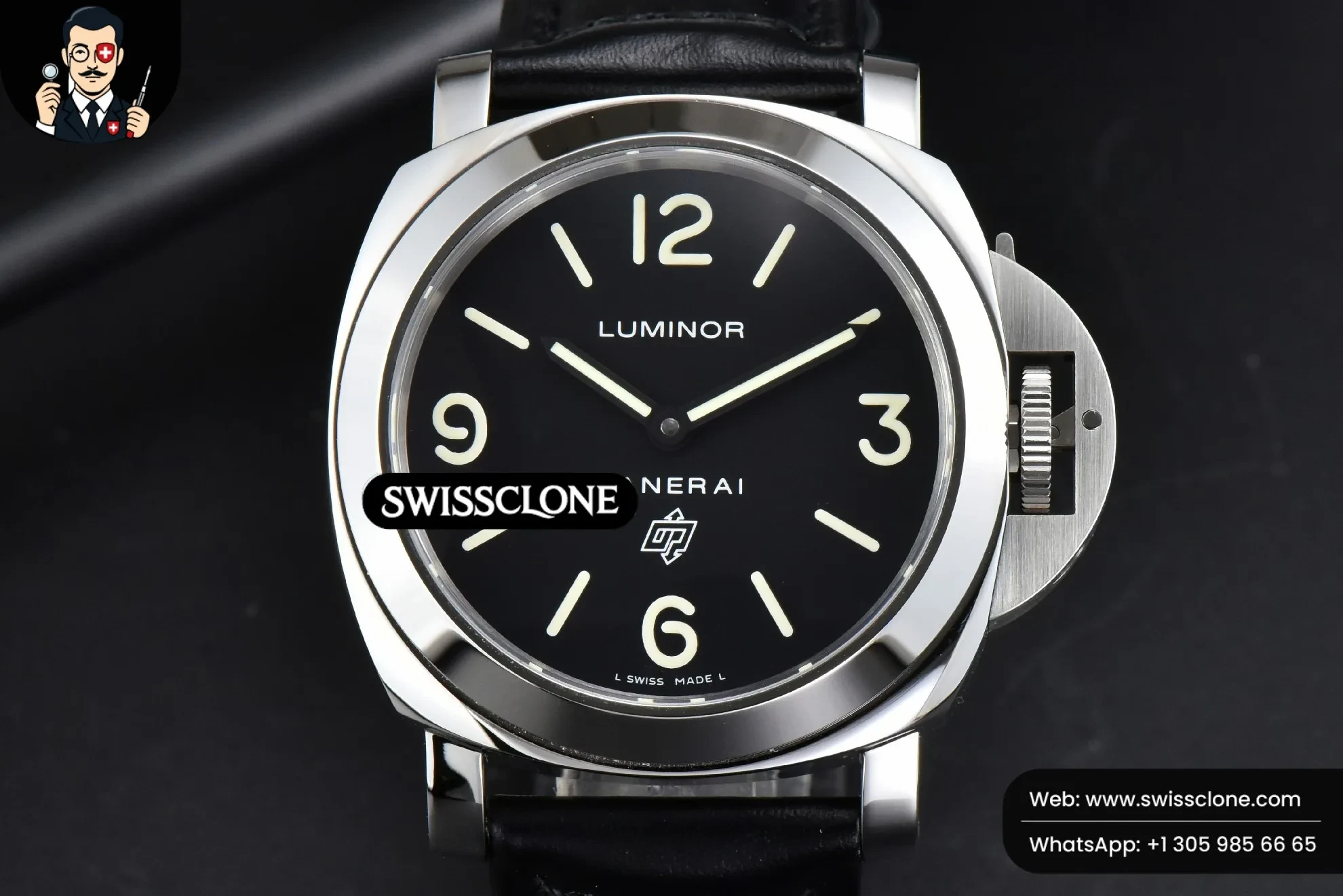 Panerai PAM000 44mm HWF Black Dial Black Leather