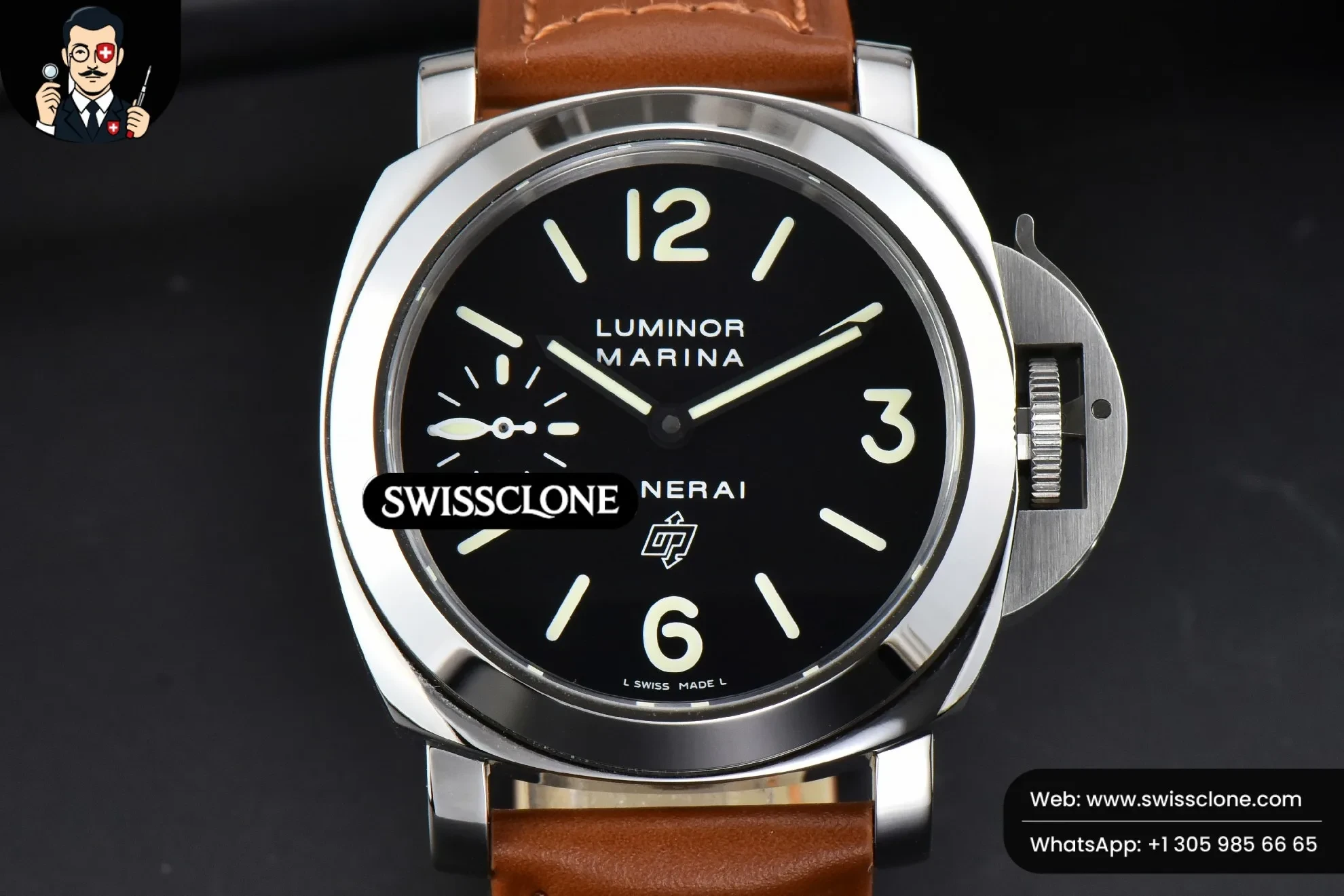 Panerai PAM005 44mm HWF Black Dial Brown Leather