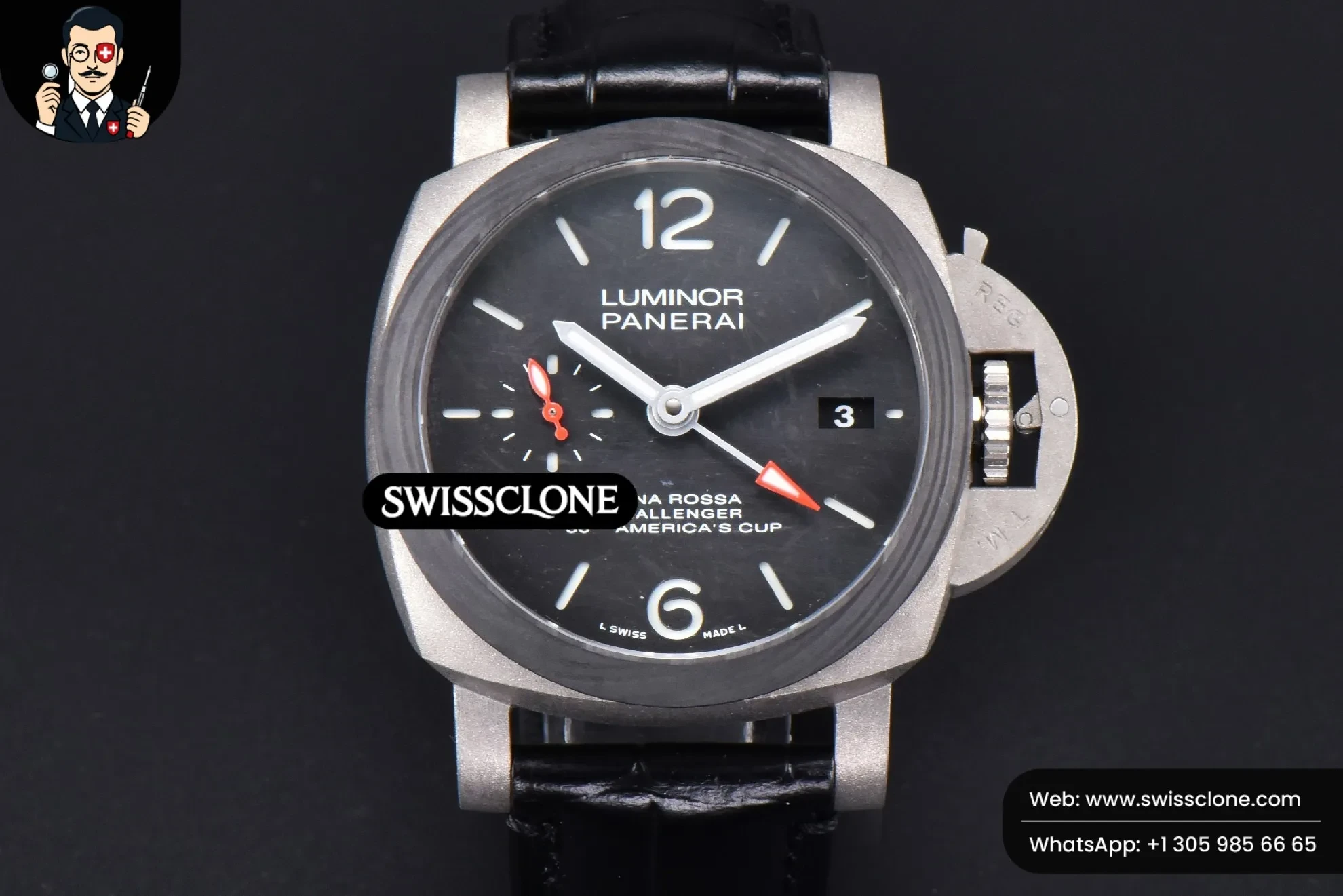 Panerai PAM1096 Luminor GMT 42mm Titanium Black Dial Black Leather P9011