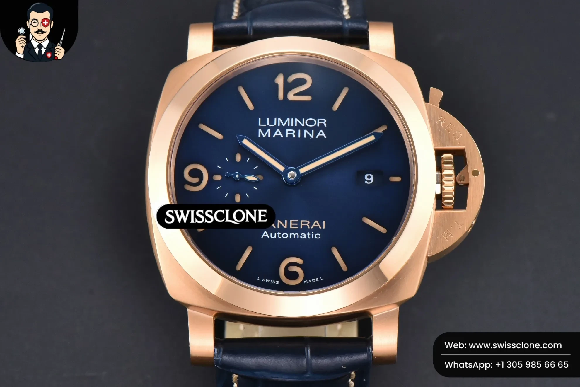 Panerai PAM1114 TTF 44mm Blue Dial Blue Leather P9010
