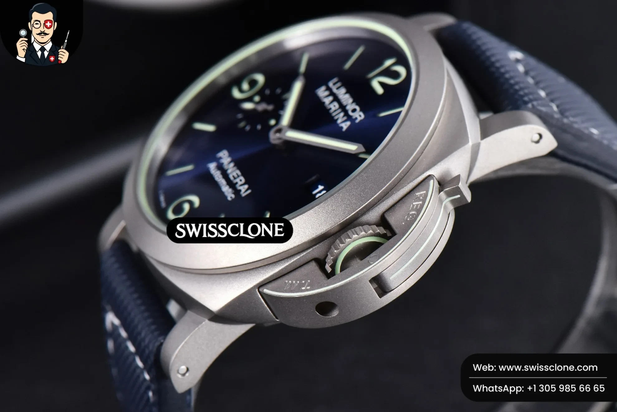 Panerai PAM1117 Titanium 44mm Blue Dial Blue Rubber P9010 1:1 Super Clone - On-Wrist Presence View