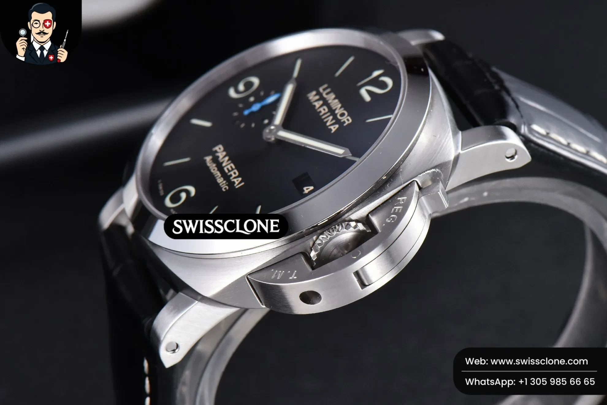 Panerai PAM1312 44mm Black Dial on Black Leather P.9010 1:1 Super Clone - On-Wrist Presence View