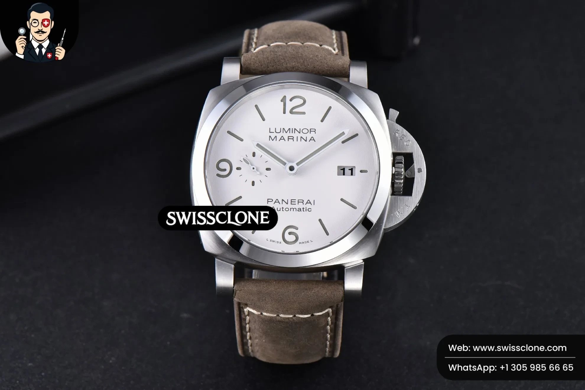Panerai PAM1314 44mm White Dial on Gray Asso P.9010