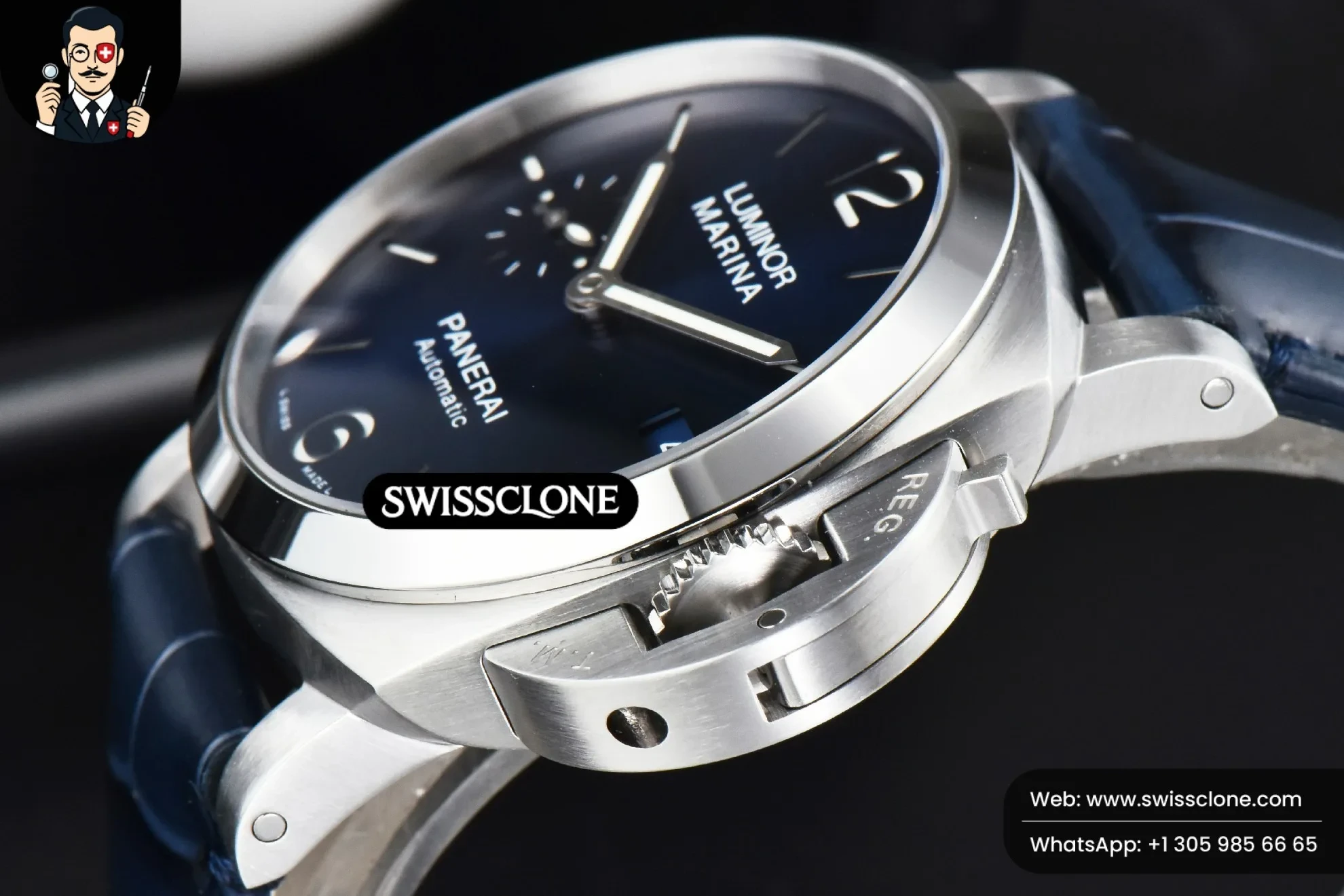 Panerai PAM1393 42mm Blue Dial Blue Leather P9010 1:1 Super Clone - On-Wrist Presence View