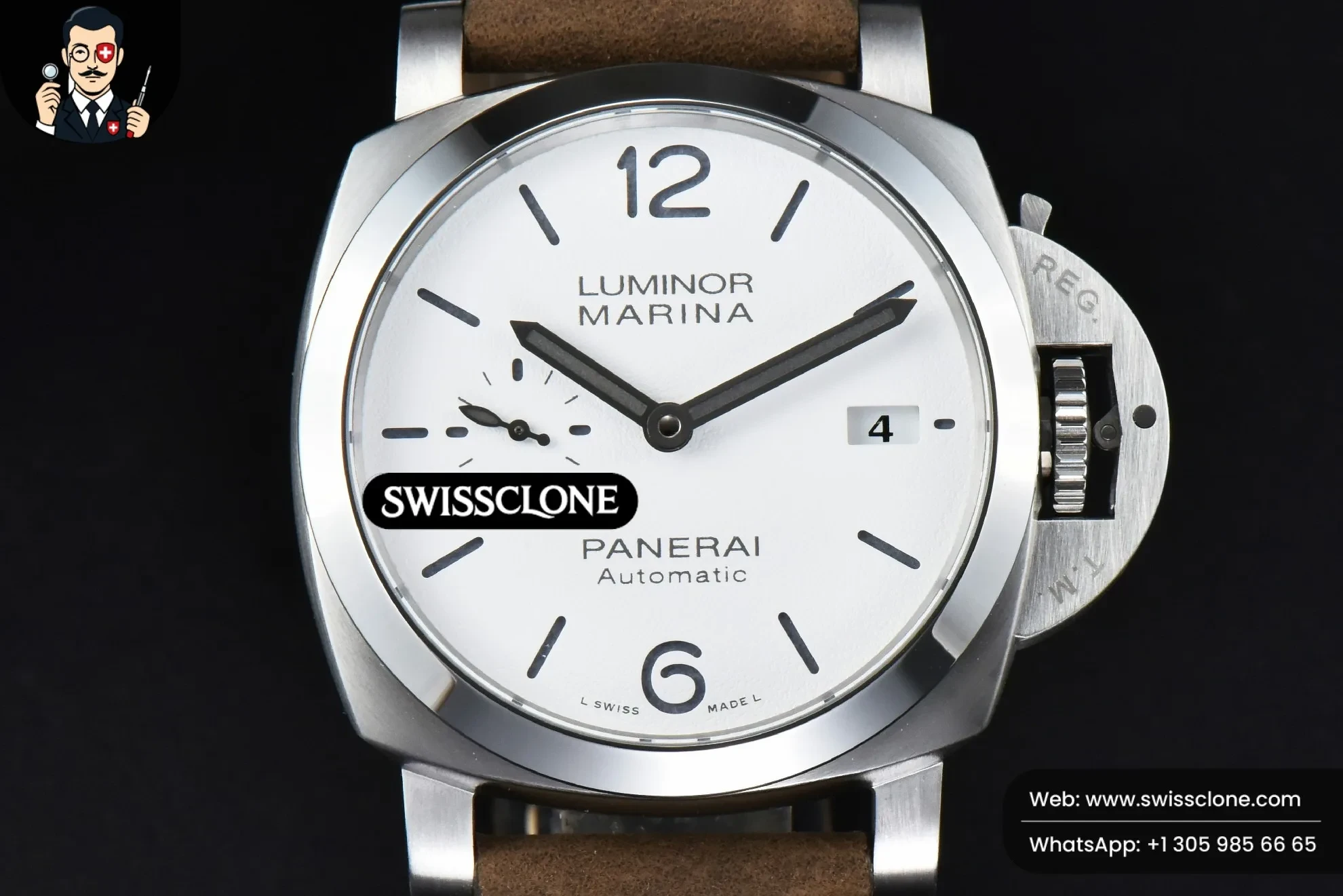 Panerai PAM1394 42mm White Dial Brown Leather P9010