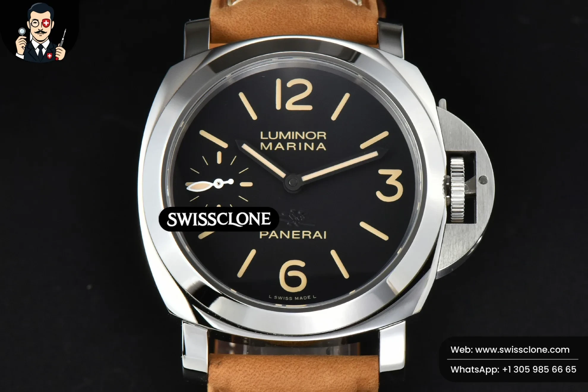 Panerai PAM416 44mm HWF Black Dial Brown Leather