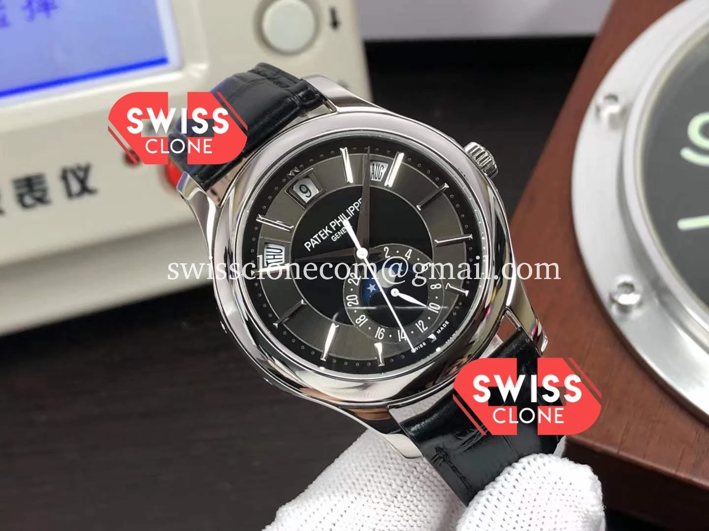 Patek Philippe 5205 001 Complications MoonPhase Dark Grey 1:1 Super Clone - Dial Macro Close-Up