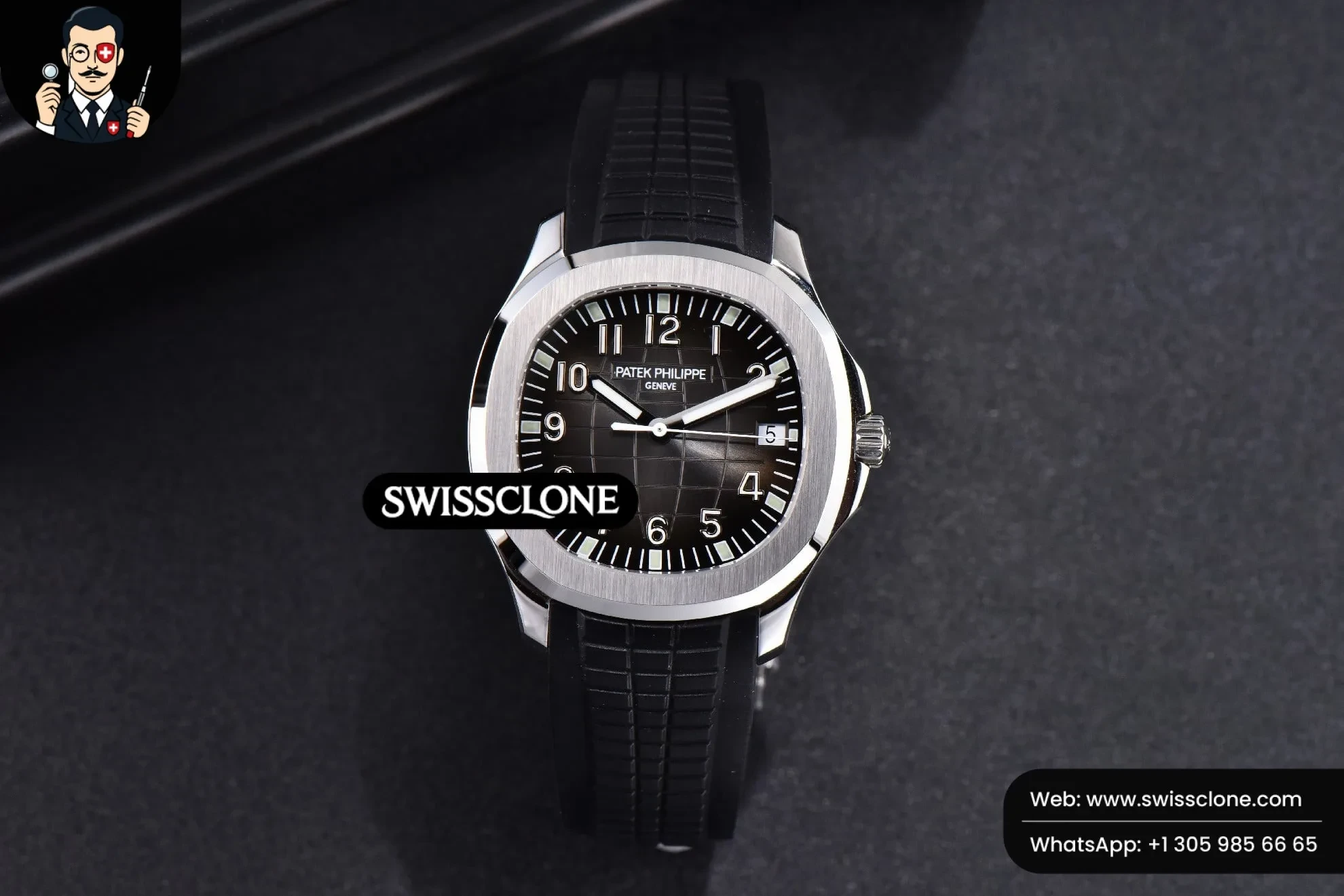 Patek Philippe Aquanaut 5167 40mm 3KF Black Dial Black Rubber 3K Factory 1:1 Super Clone - Dial Macro Close-Up
