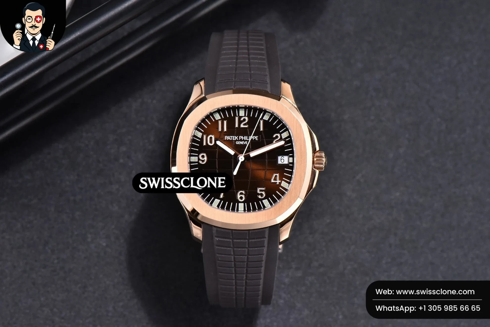 Patek Philippe Aquanaut 5167 40mm 3KF Brown Dial Brown Rubber 3K Factory 1:1 Super Clone - Dial Macro Close-Up