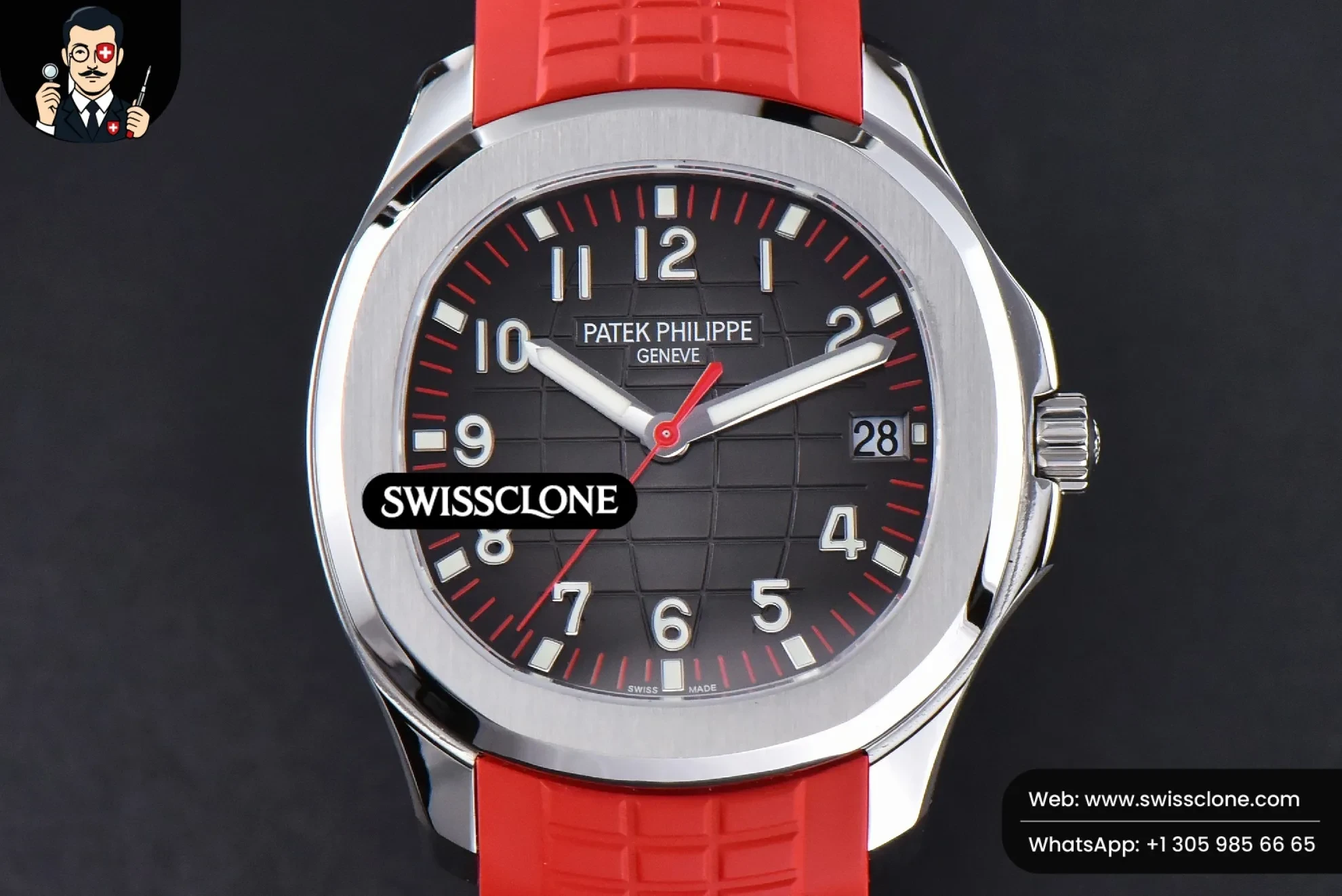 Patek Philippe Aquanaut 5167 40mm Singapore Gray Dial Red Hand Red Rubber