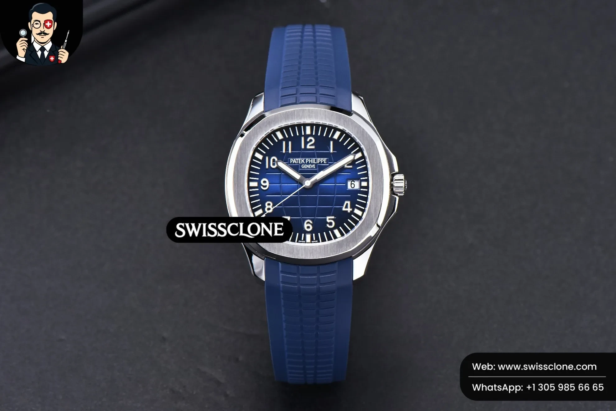 Patek Philippe Aquanaut 5168 42mm Blue Dial Blue Rubber 1:1 Super Clone - Dial Macro Close-Up