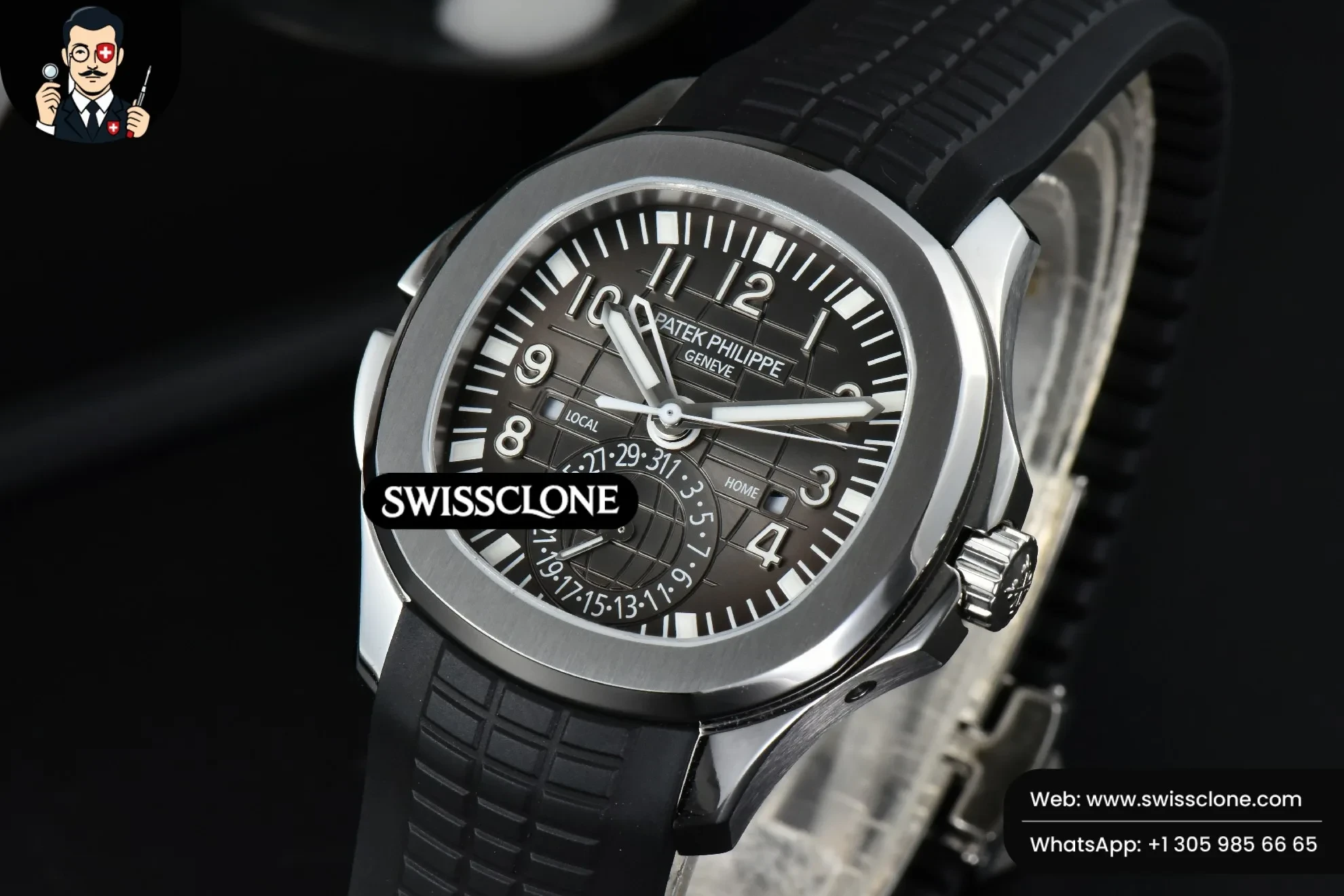 Patek Philippe Aquanaut GMT 5164A 41mm Black Dial Rubber 9015 1:1 Super Clone - Bezel & Case Profile