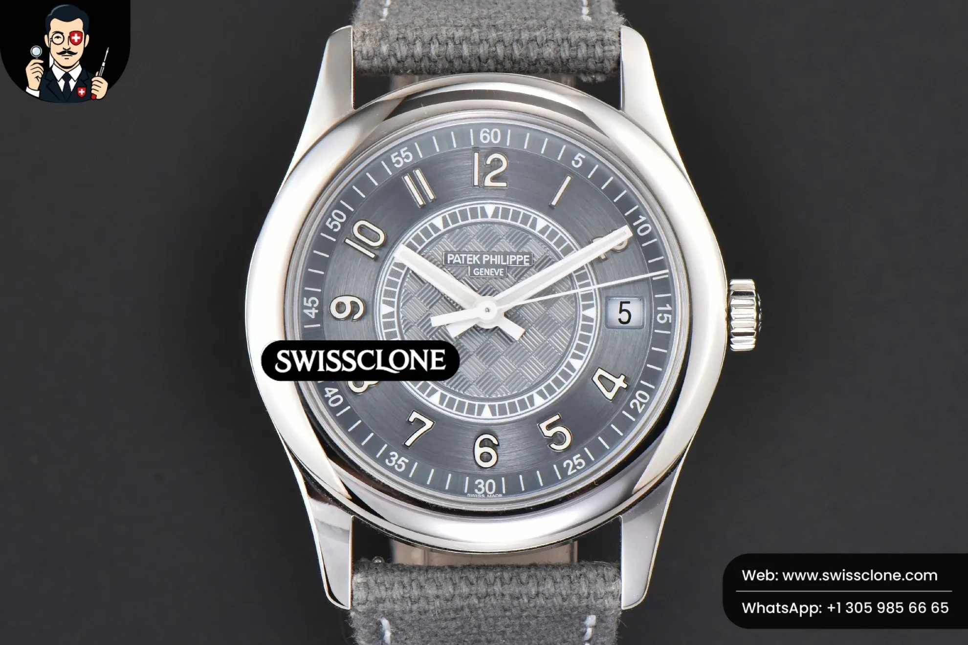 Patek Philippe Calatrava 6007 40mm Grey Blue Dial Gray Nylon 324CS