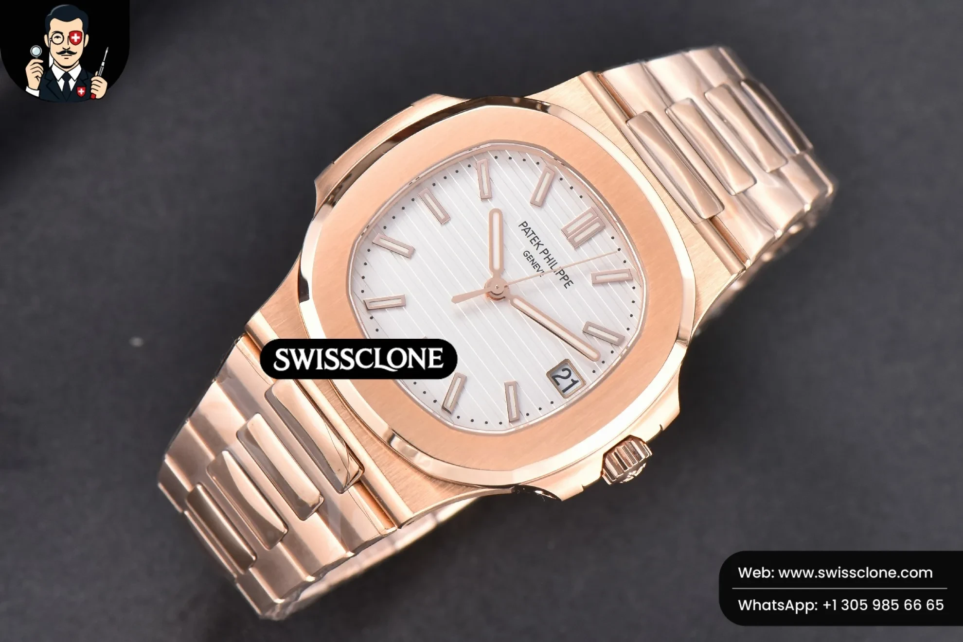 Patek Philippe Nautilus 5711/1R White Textured Dial on 324CS 1:1 Super Clone - Bezel & Case Profile