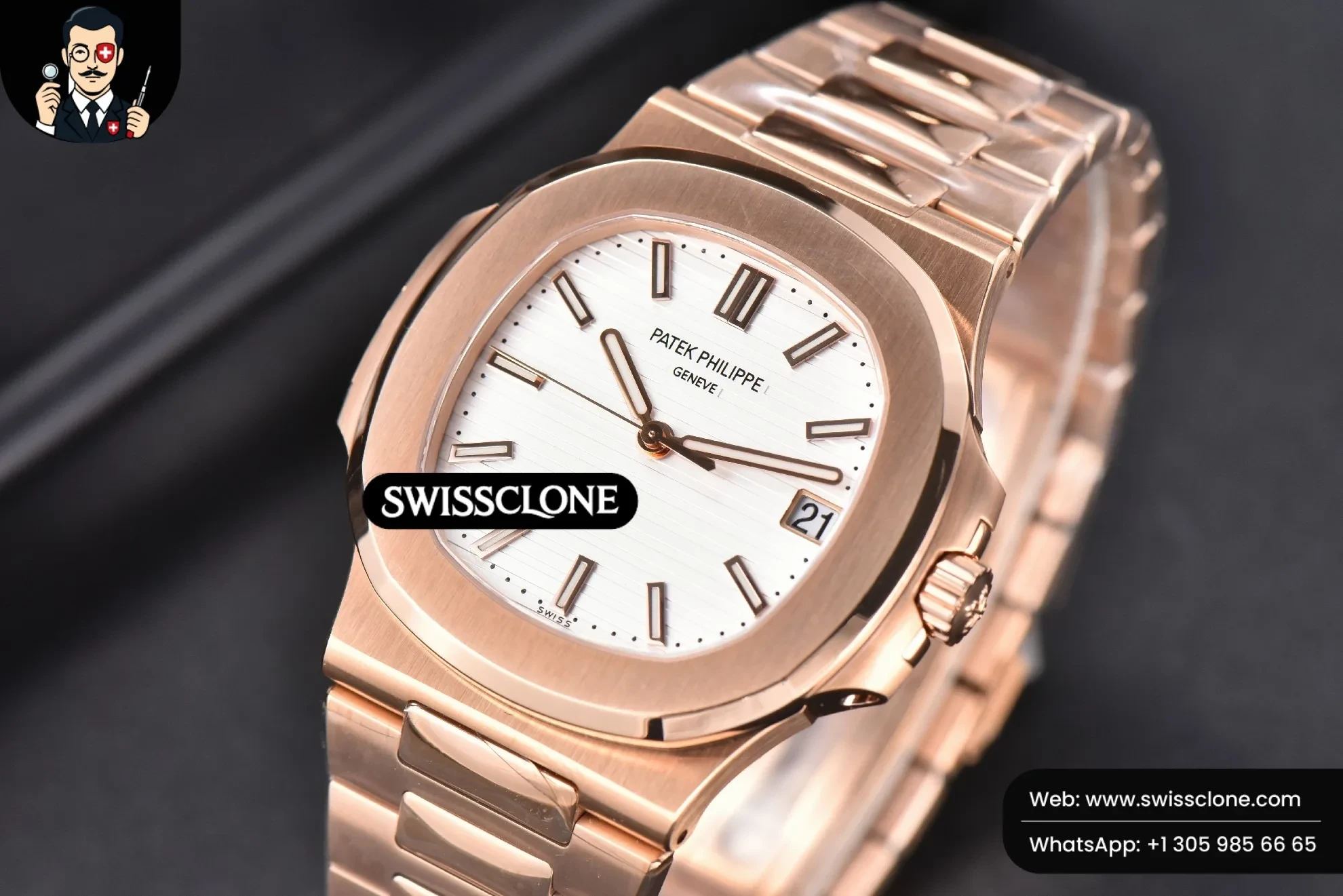 Patek Philippe Nautilus 5711/1R White Textured Dial on 324CS 1:1 Super Clone - Clasp & Bracelet Finishing