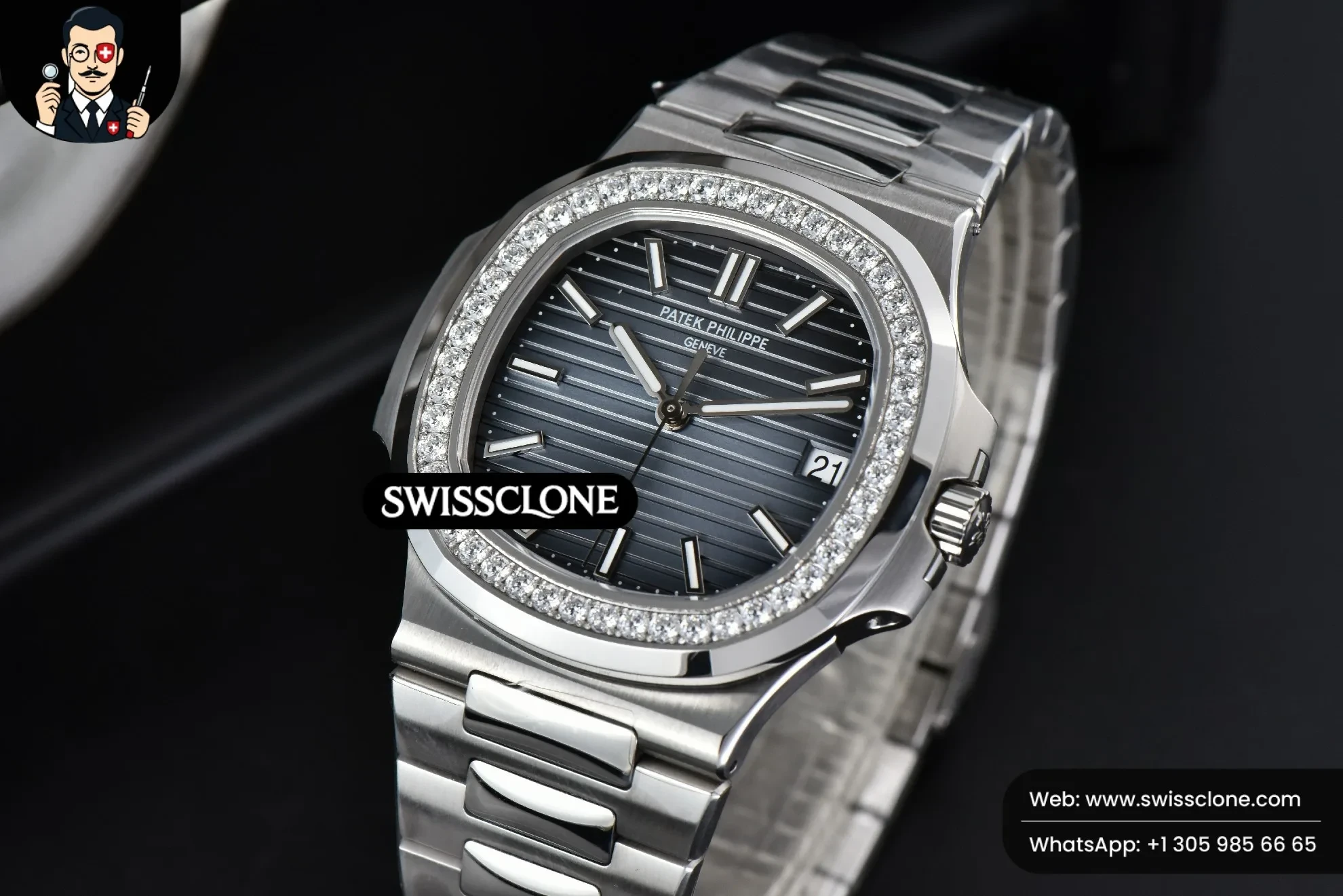 Patek Philippe Nautilus 5711 3KF 40mm Diamond Bezel Blue Dial A324SC 3K Factory 1:1 Super Clone - Bezel & Case Profile