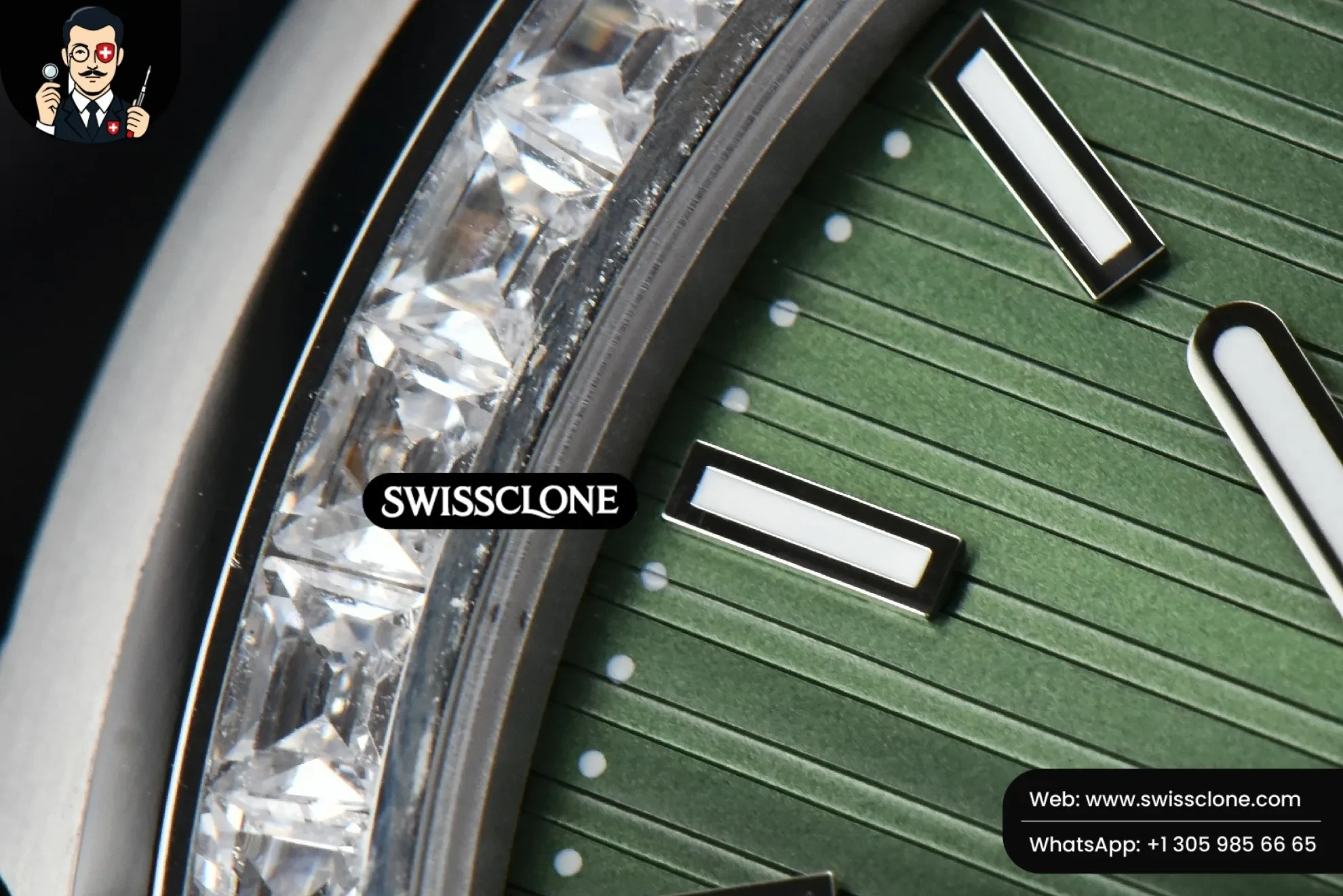 Patek Philippe Nautilus 5711 3KF 40mm Diamond Bezel Green Dial A324SC 3K Factory 1:1 Super Clone - Lateral Case Thickness Profile
