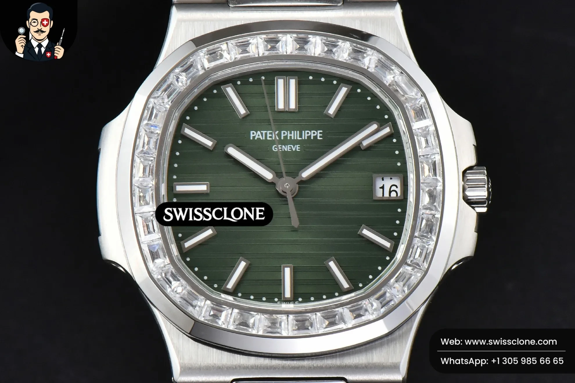 Patek Philippe Nautilus 5711 3KF 40mm Diamond Bezel Green Dial A324SC