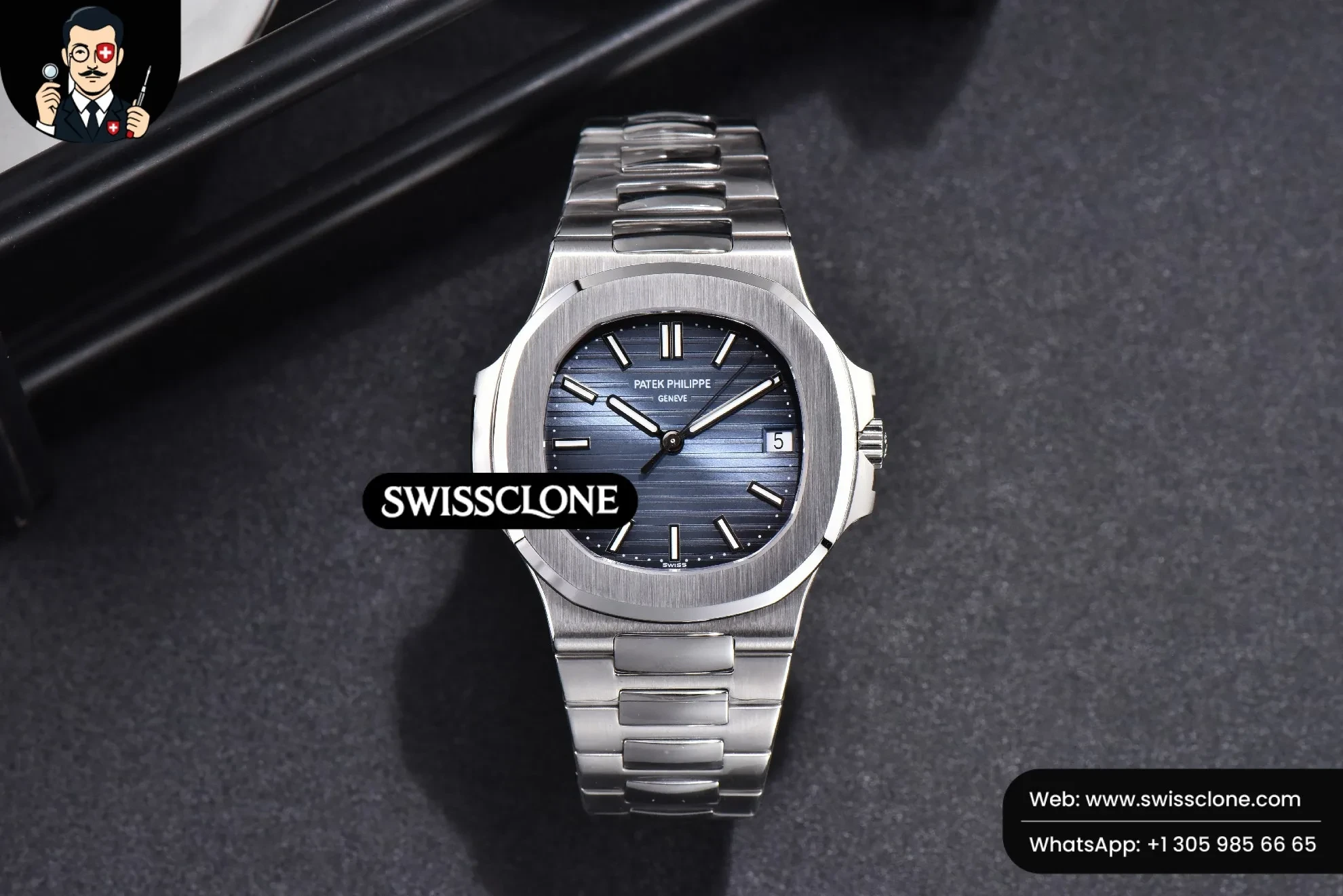 Patek Philippe Nautilus 5711 40mm 3KF Blue Dial (SW-23394) 1:1 Super Clone - Dial Macro & Hands Close-Up