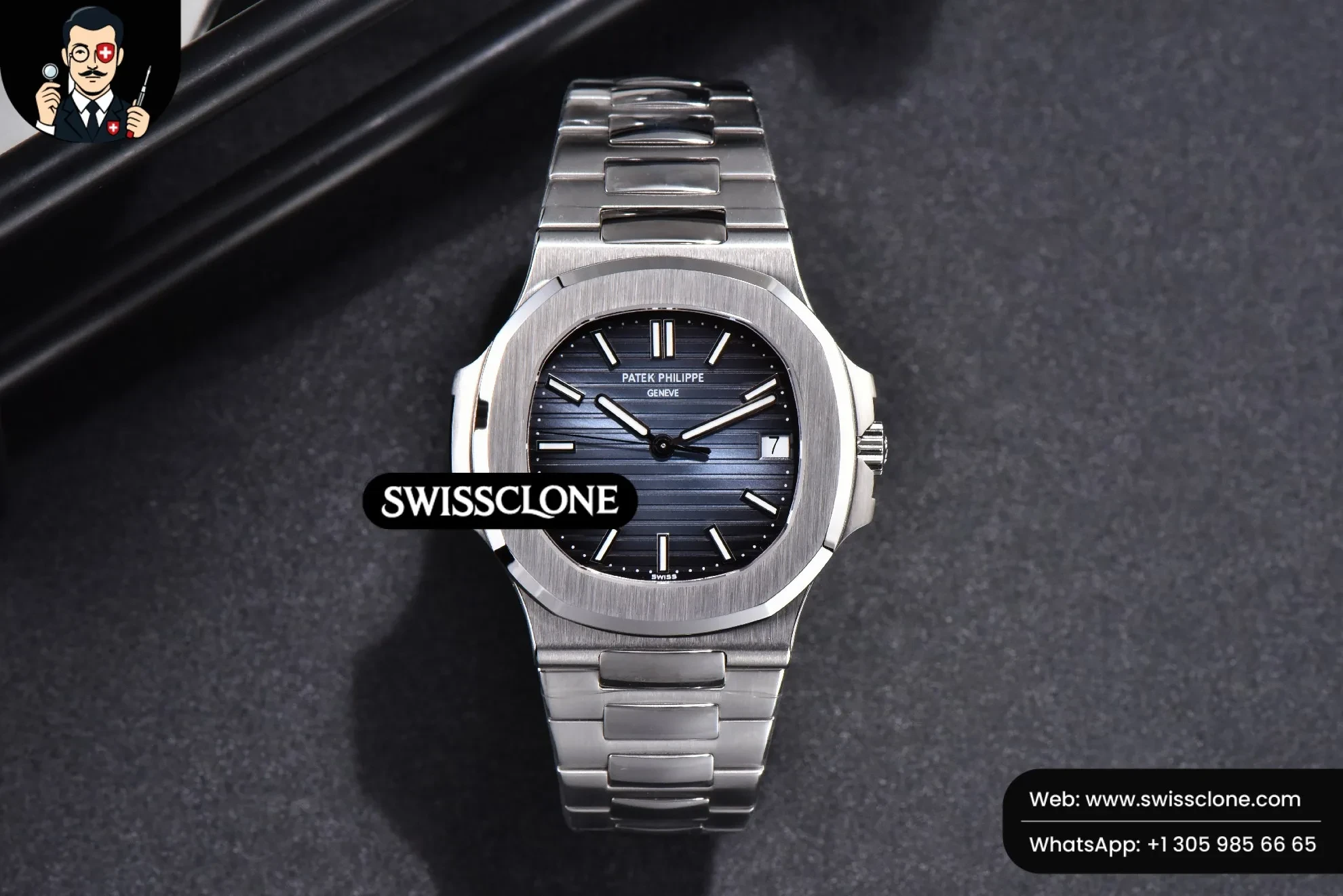 Patek Philippe Nautilus 5711 40mm 3KF Blue Dial 3K Factory 1:1 Super Clone - Dial Macro Close-Up