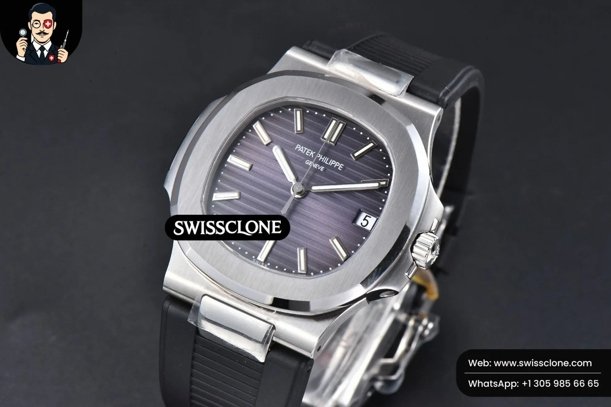 Patek Philippe Nautilus 5711 40mm Gray Dial Black Rubber A324SC 1:1 Super Clone - Bezel & Case Profile