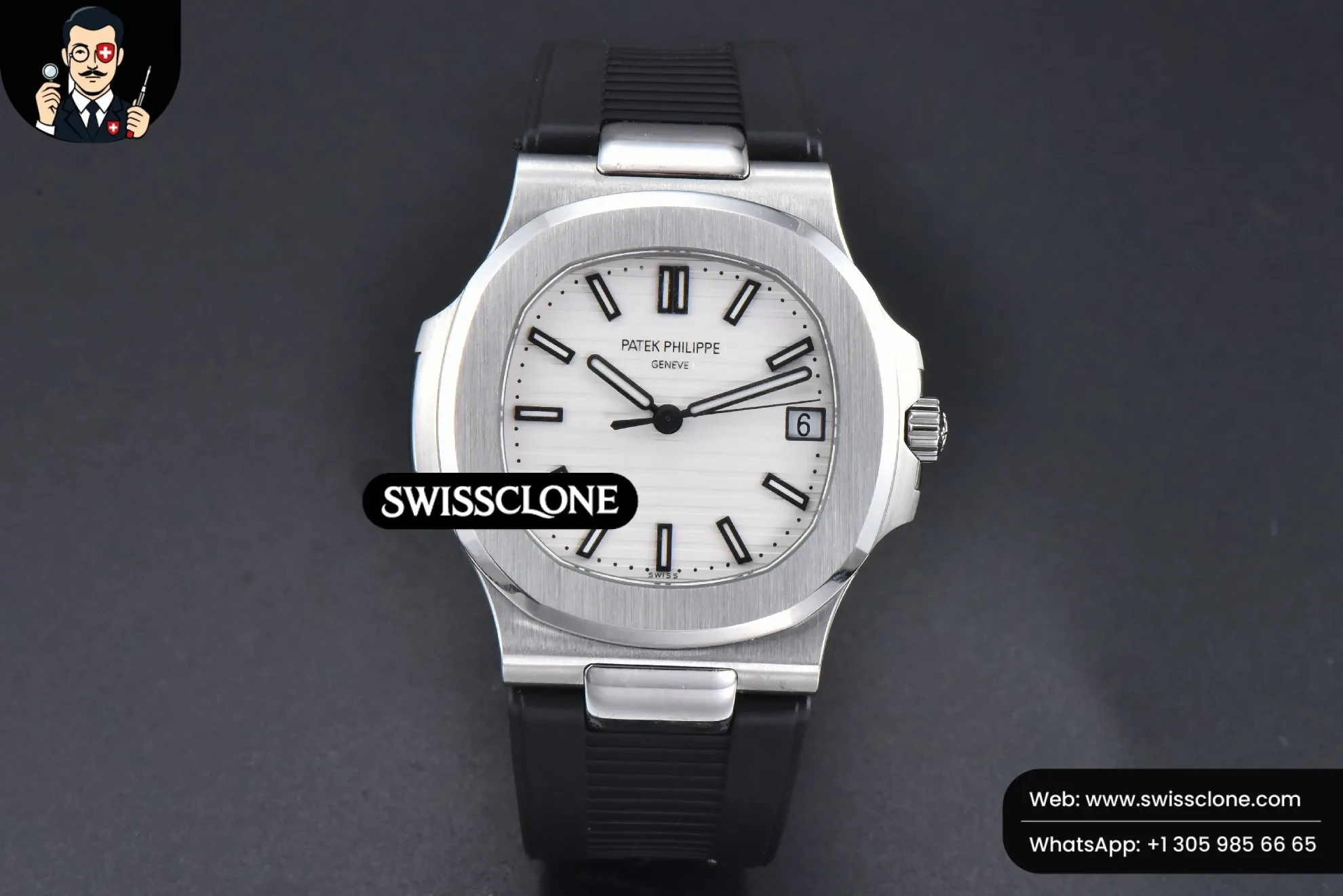 Patek Philippe Nautilus 5711 40mm White Dial Black Rubber A324SC 1:1 Super Clone - Bezel & Case Profile