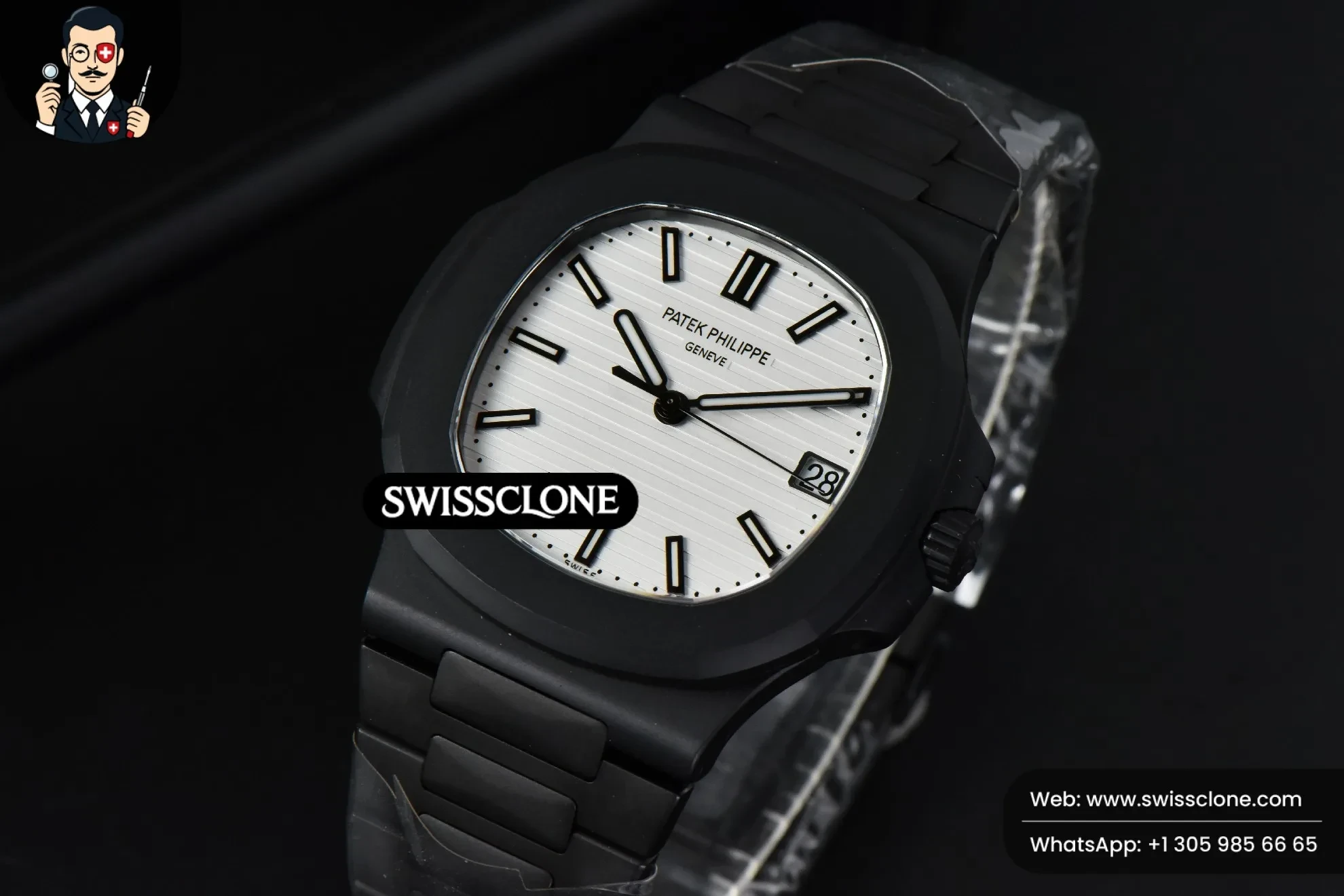 Patek Philippe Nautilus 5711 PVD All Black 40mm White Textured Dial PVD 324CS 1:1 Super Clone - Bezel & Case Profile