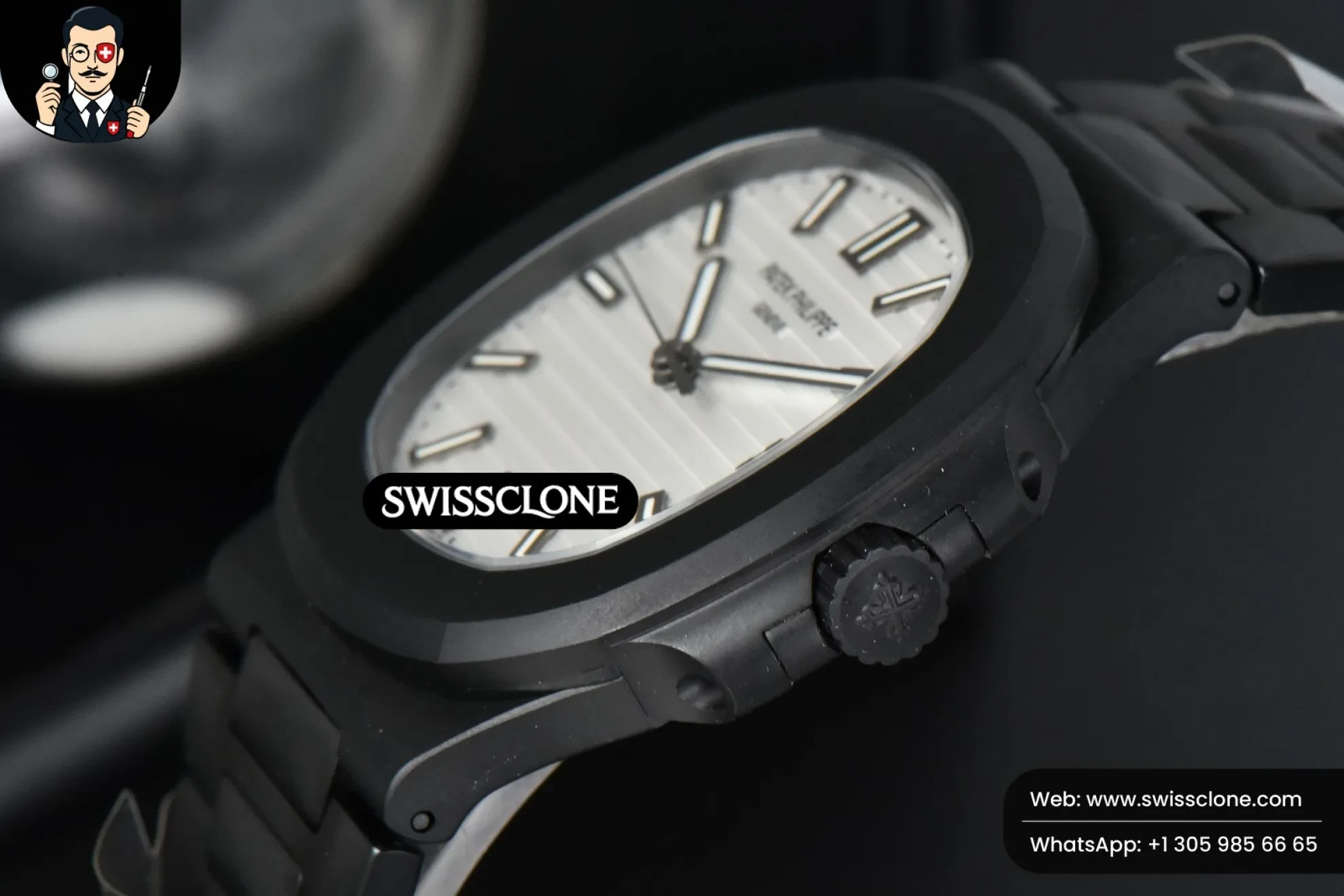 Patek Philippe Nautilus 5711 PVD All Black 40mm White Textured Dial PVD 324CS 1:1 Super Clone - On-Wrist Presence View