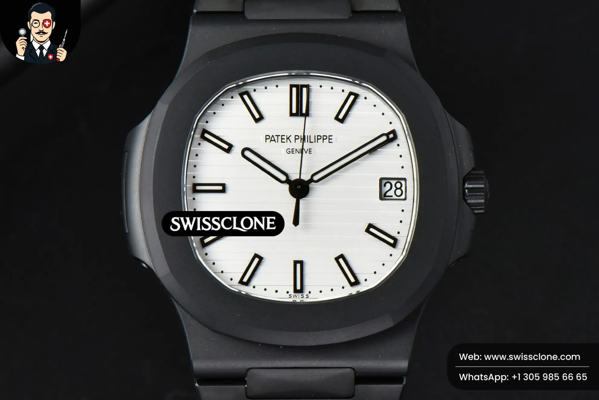 Patek Philippe Nautilus 5711 PVD All Black 40mm White Textured Dial PVD 324CS