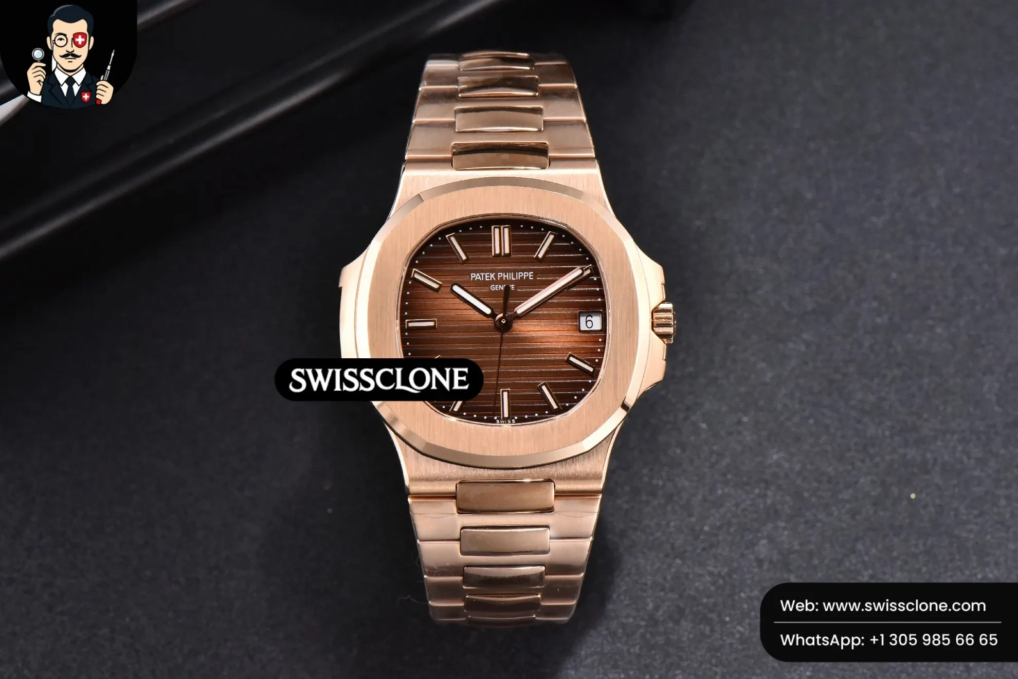 Patek Philippe Nautilus 5711R 40mm 3KF Brown Dial 3K Factory 1:1 Super Clone - Dial Macro Close-Up