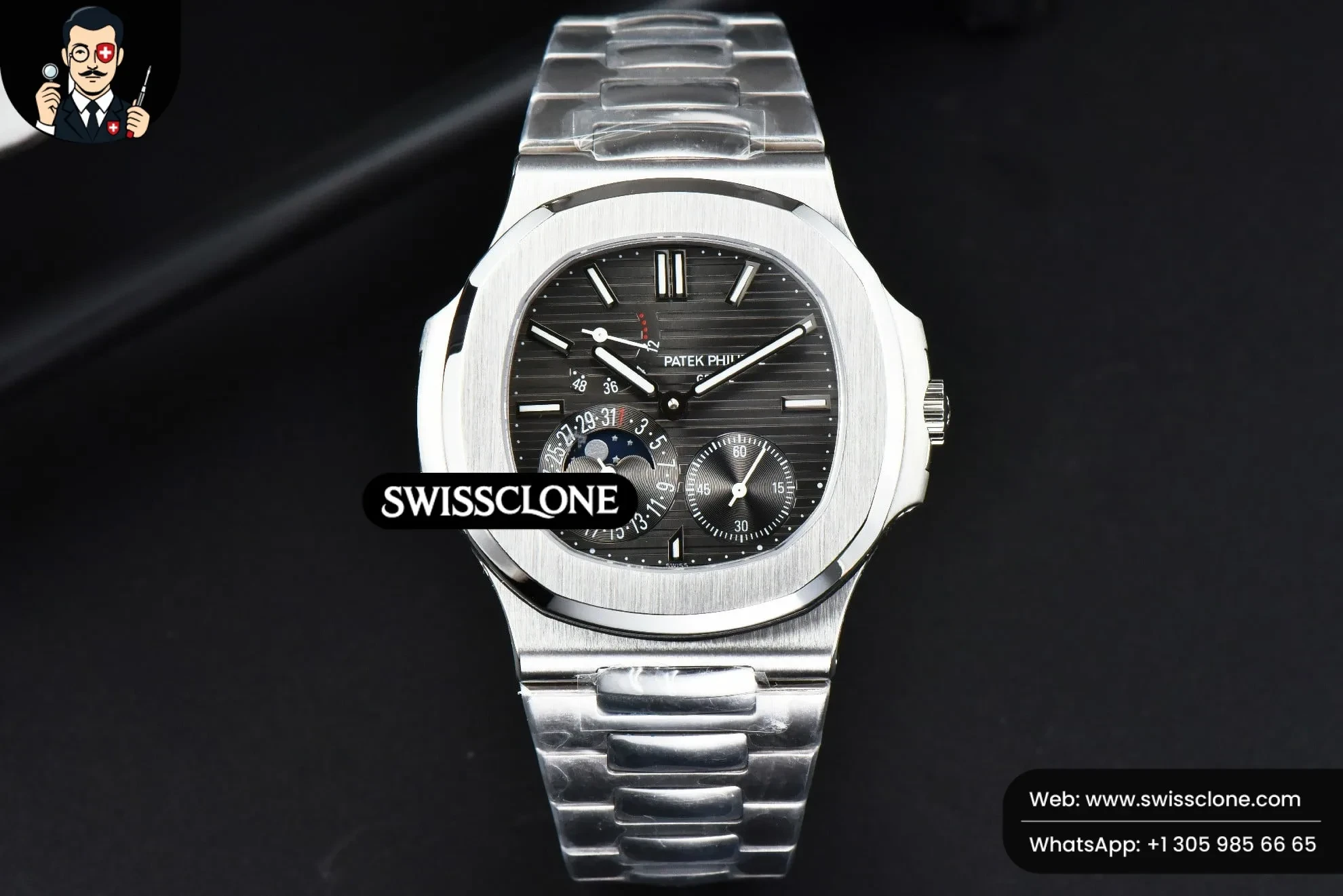 Patek Philippe Nautilus 5712 40mm Full Function Gray Dial 1:1 Super Clone - Dial Macro Close-Up