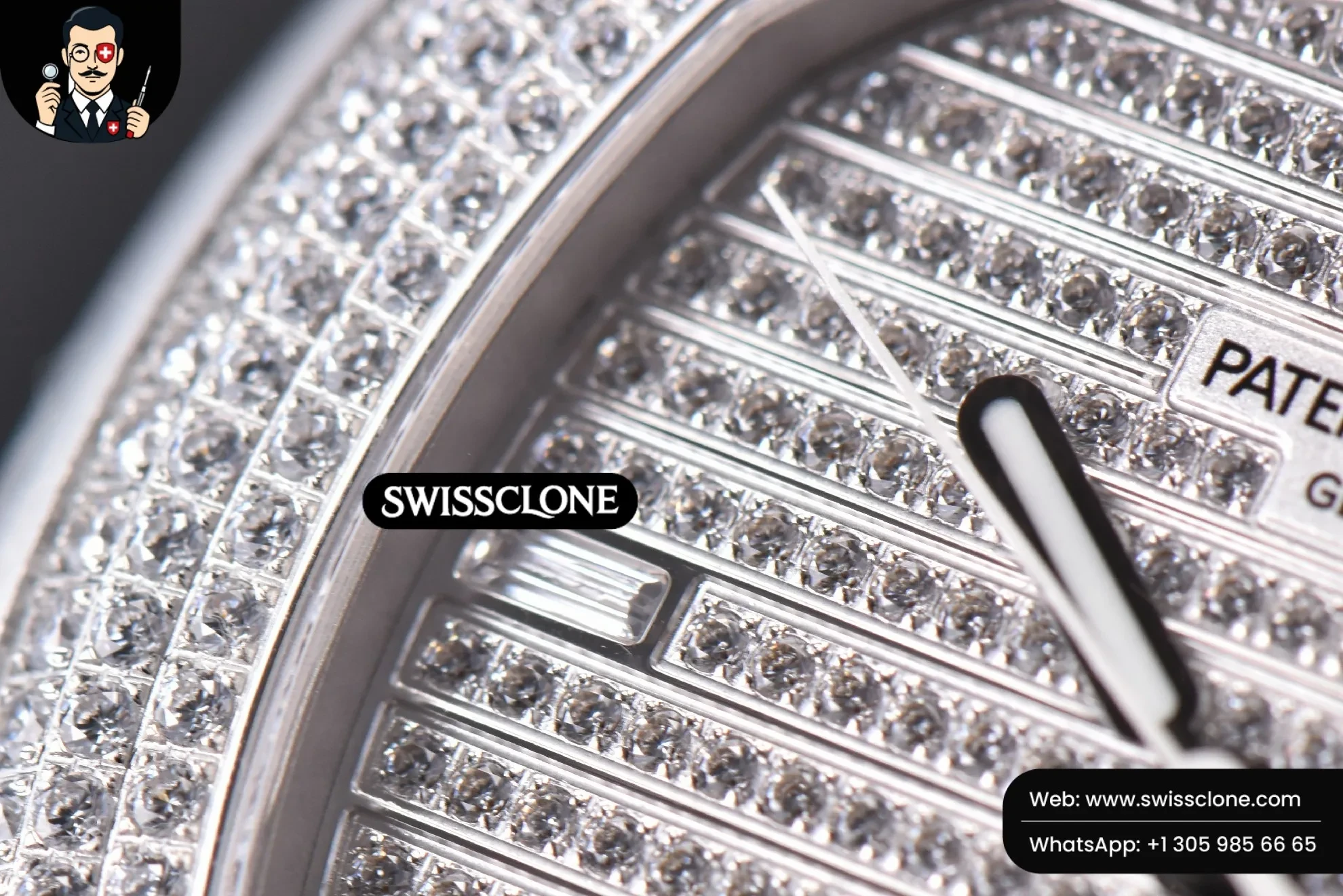 Patek Philippe Nautilus 5719/1G 40mm Full Diamonds Dial and 324CS (SW-29626) 1:1 Super Clone - Caseback & Cloned Calibre Movement
