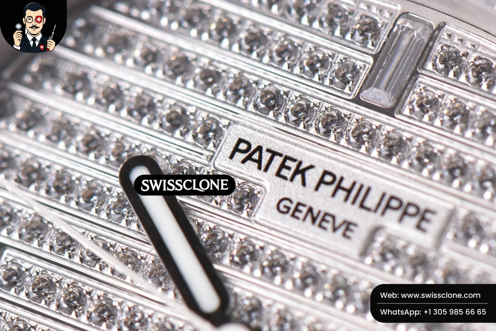 Patek Philippe Nautilus 5719/1G 40mm Full Diamonds Dial and 324CS (SW-29626) 1:1 Super Clone - Clasp & Bracelet Brushed Finishing