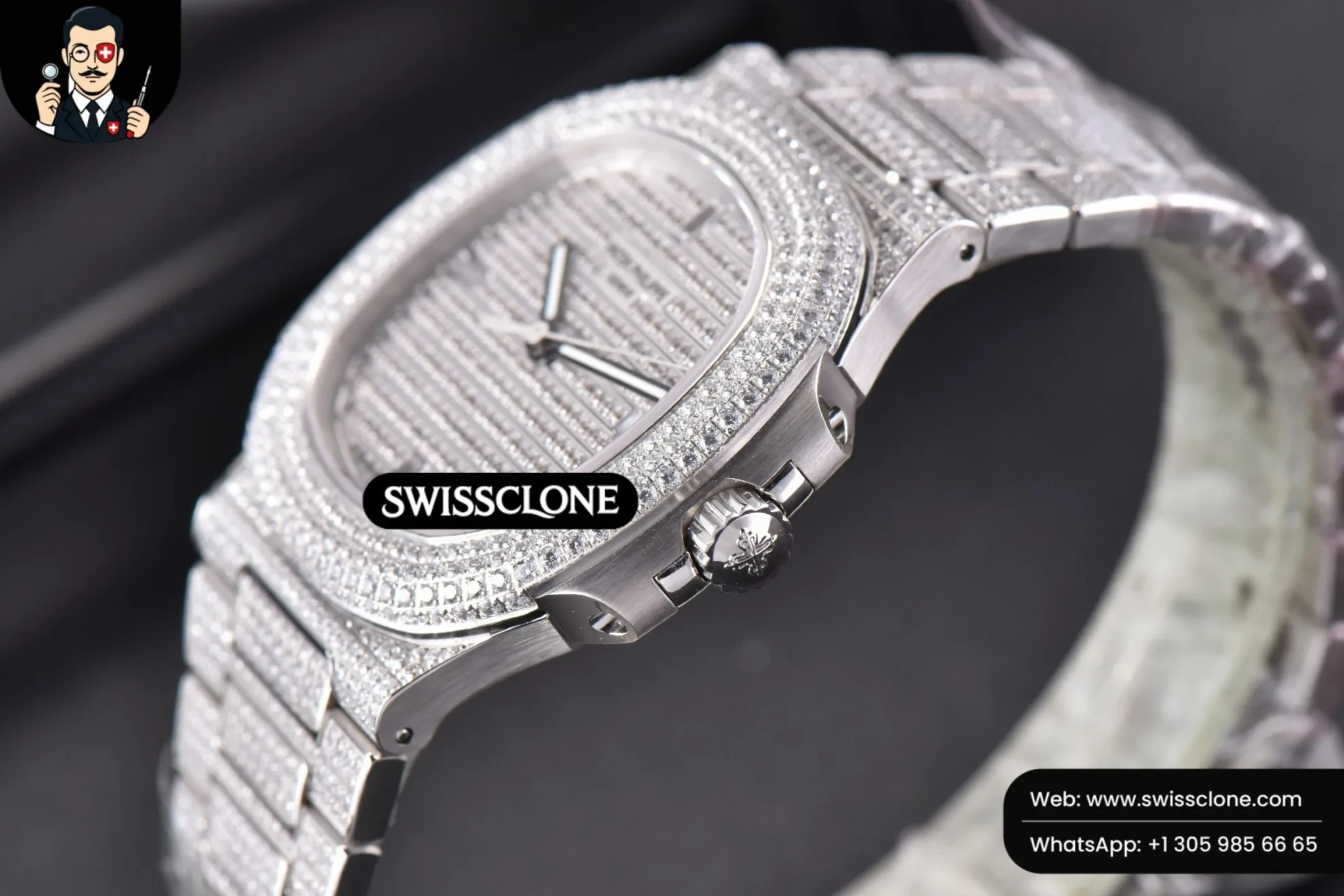Patek Philippe Nautilus 5719/1G 40mm Full Diamonds Dial and 324CS (SW-29626) 1:1 Super Clone - On-Wrist Presence & Lug Geometry
