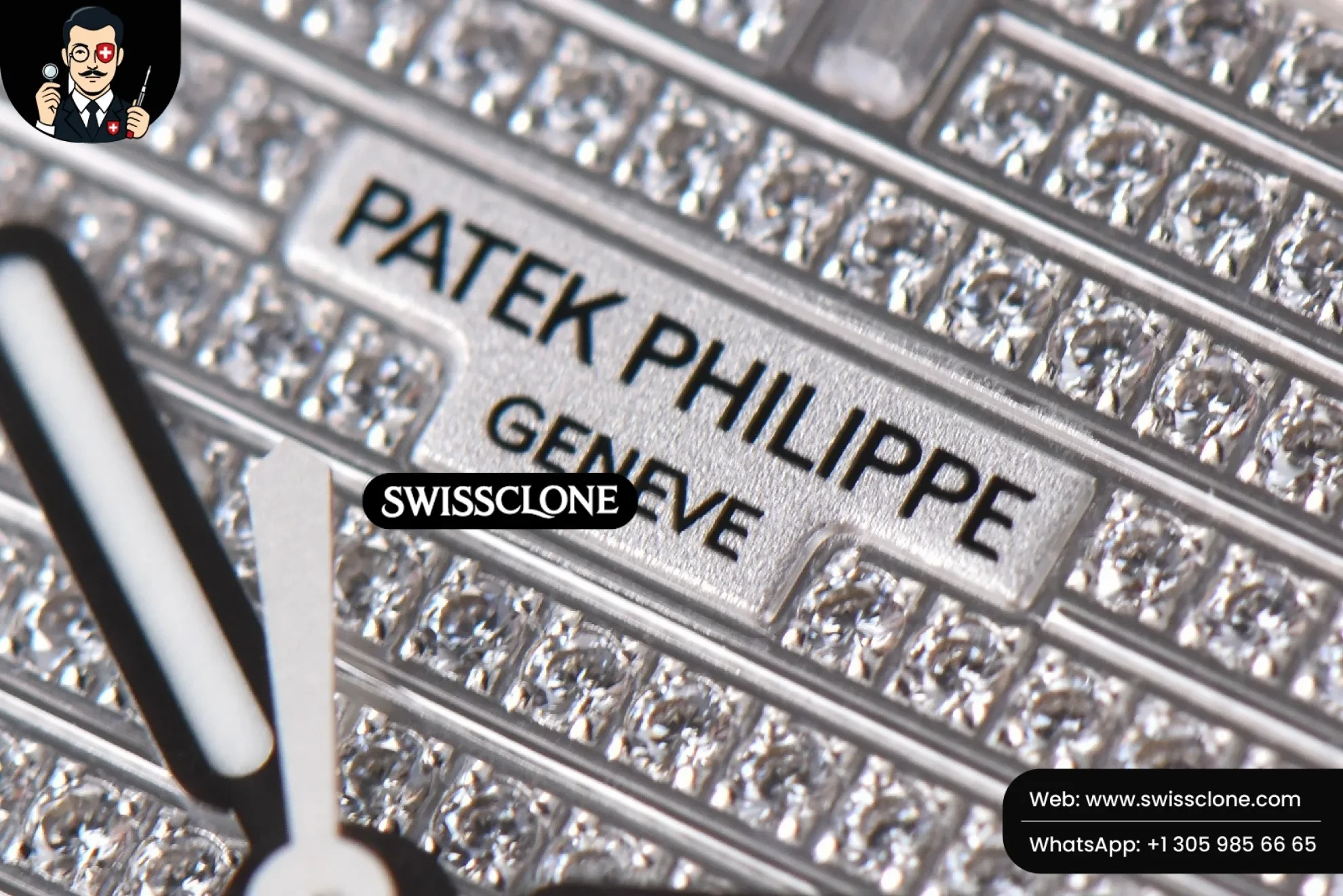 Patek Philippe Nautilus 5719/1G 40mm Full Diamonds Dial and 324CS 1:1 Super Clone - Caseback & Cloned Calibre Movement