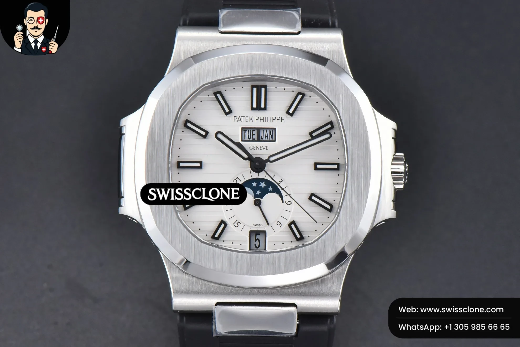 Patek Philippe Nautilus 5726 Full Function 40.5MM White Dial Black Rubber