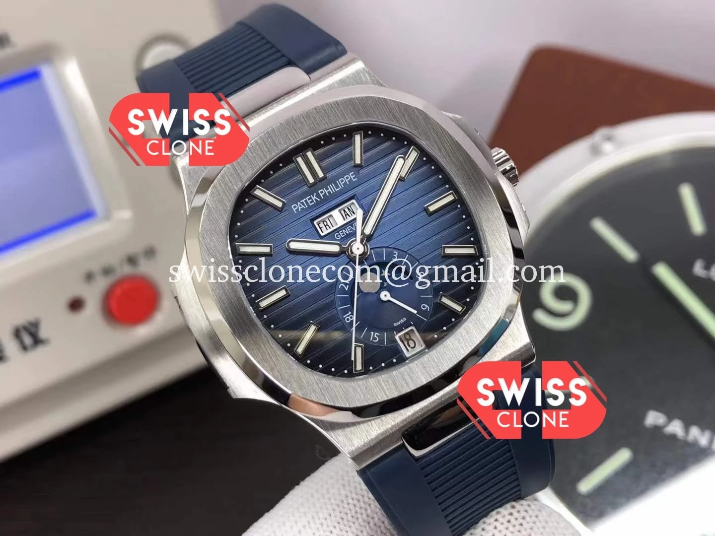Patek Philippe Nautilus 5726A Blue Dial Rubber Strap 1:1 Super Clone - Dial Macro Close-Up