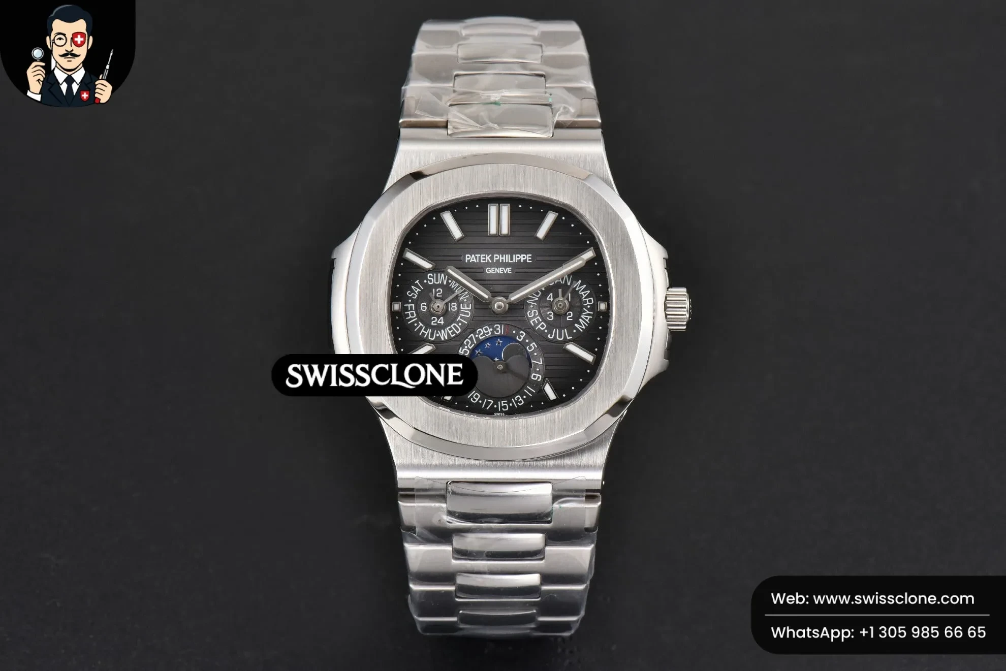 Patek Philippe Nautilus 5740 40mm Black Dial 1:1 Super Clone - Dial Macro Close-Up