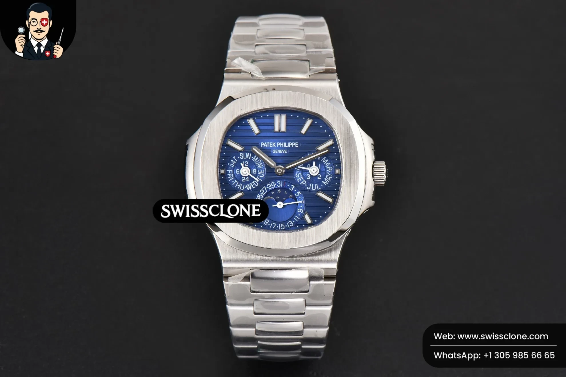 Patek Philippe Nautilus 5740 40mm Blue Dial 1:1 Super Clone - Dial Macro Close-Up